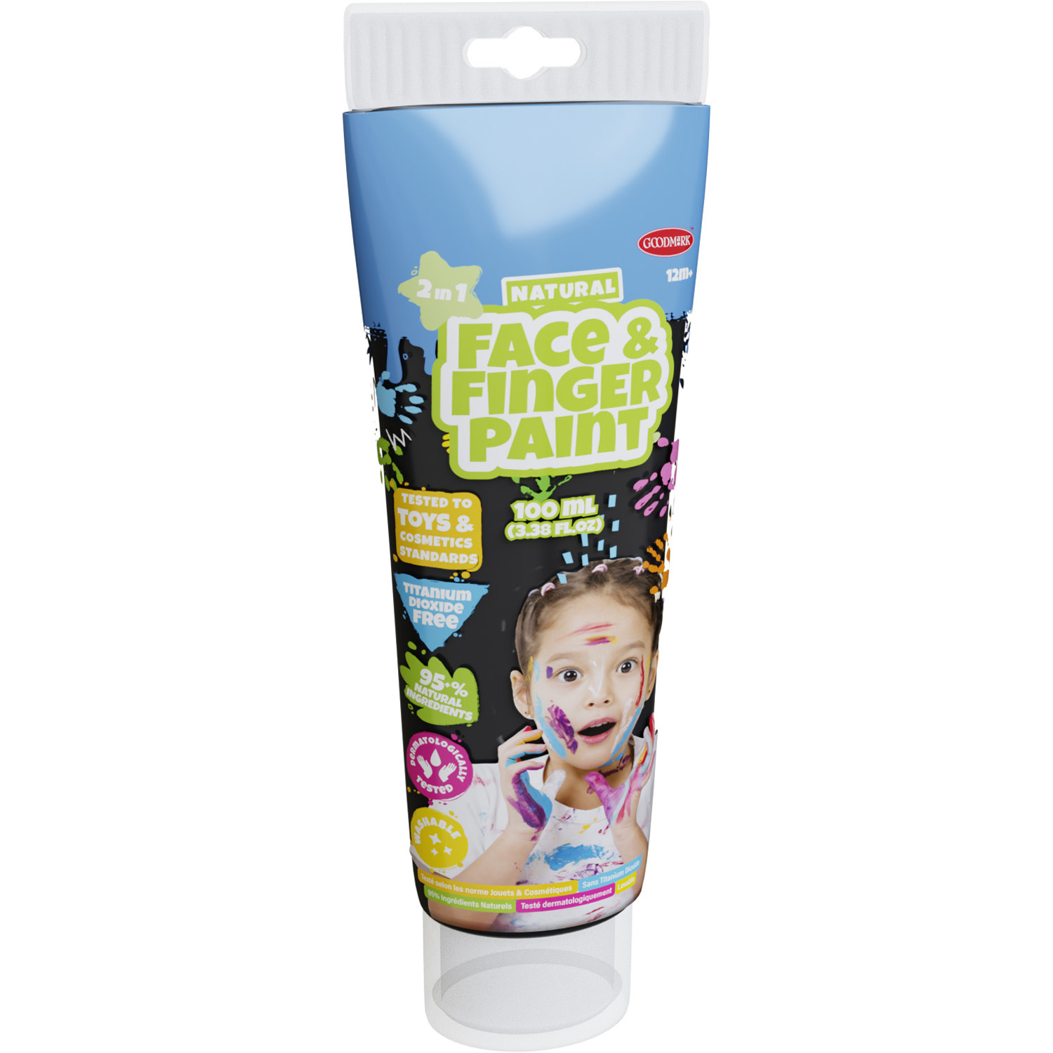 Natural Face & Fingerpaint Tube - Zwart, 100ml