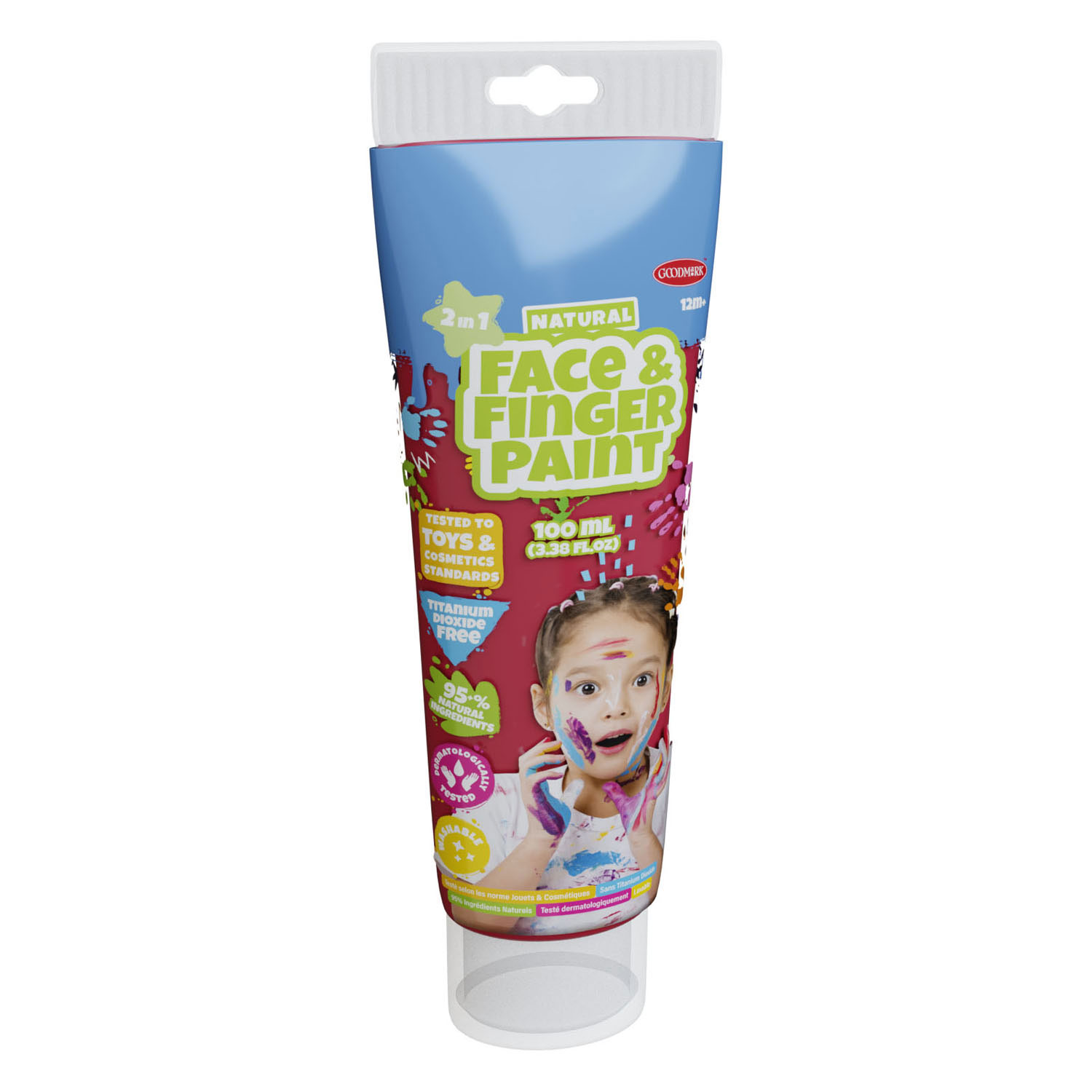 Natural Face & Fingerpaint Tube - Rood, 100ml