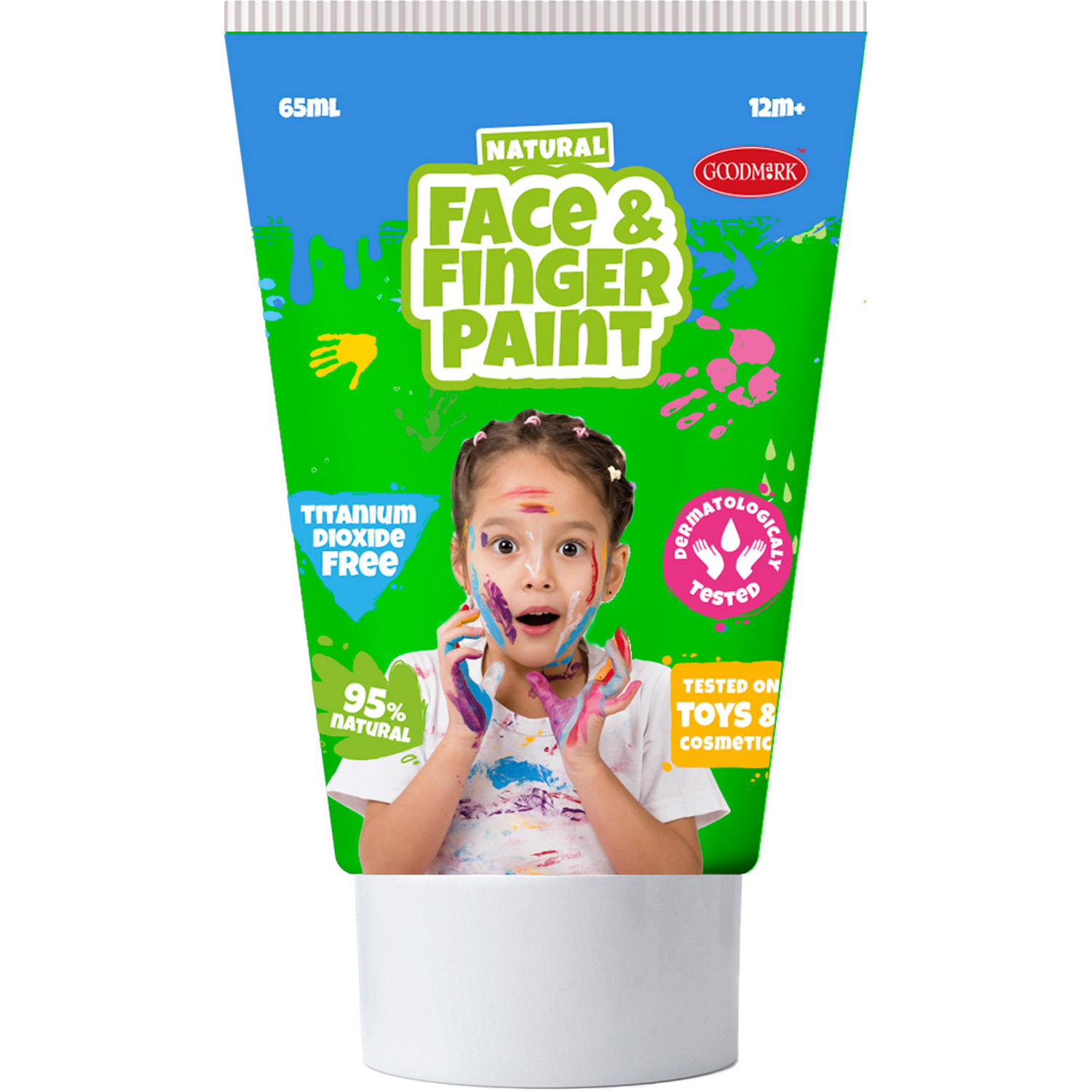 Natural Face & Fingerpaint Tube - Groen en Geel, 2x65ml