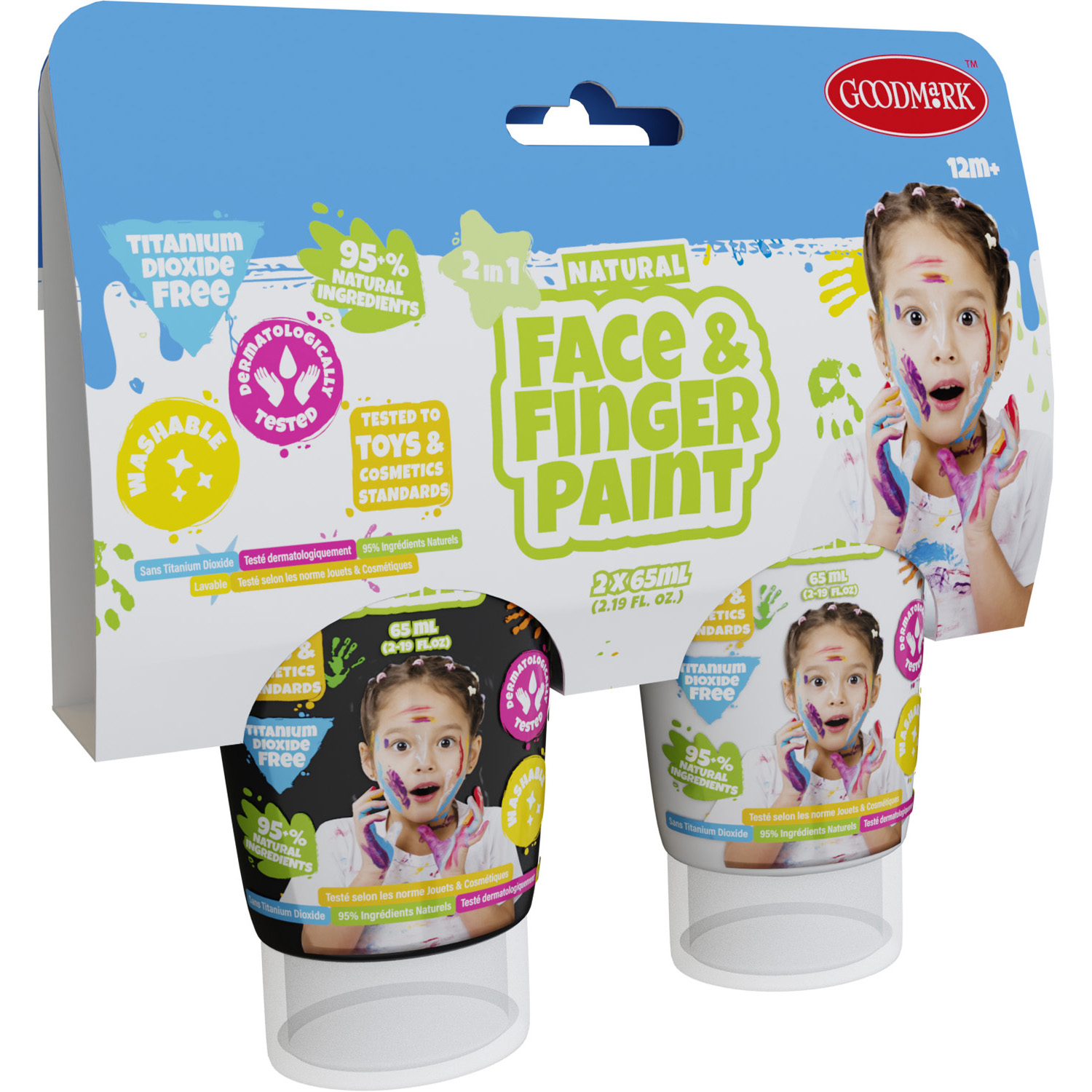 Natural Face & Fingerpaint Tube - Zwart en Wit, 2x65ml