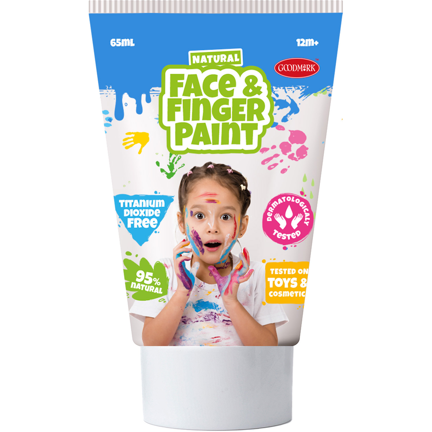 Natural Face & Fingerpaint Tube - Zwart en Wit, 2x65ml