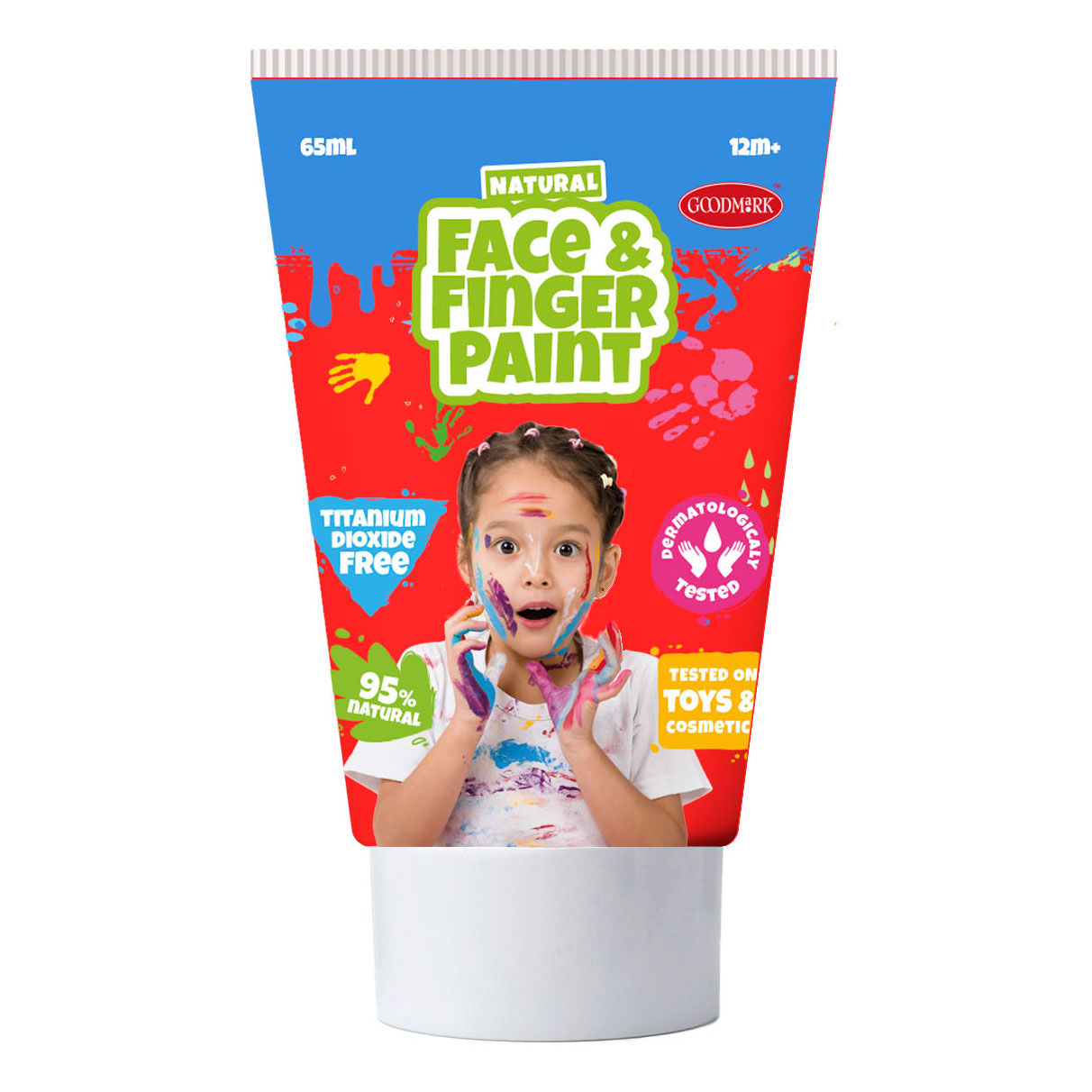 Natural Face & Fingerpaint Tube - Rood en Oranje, 2x65ml