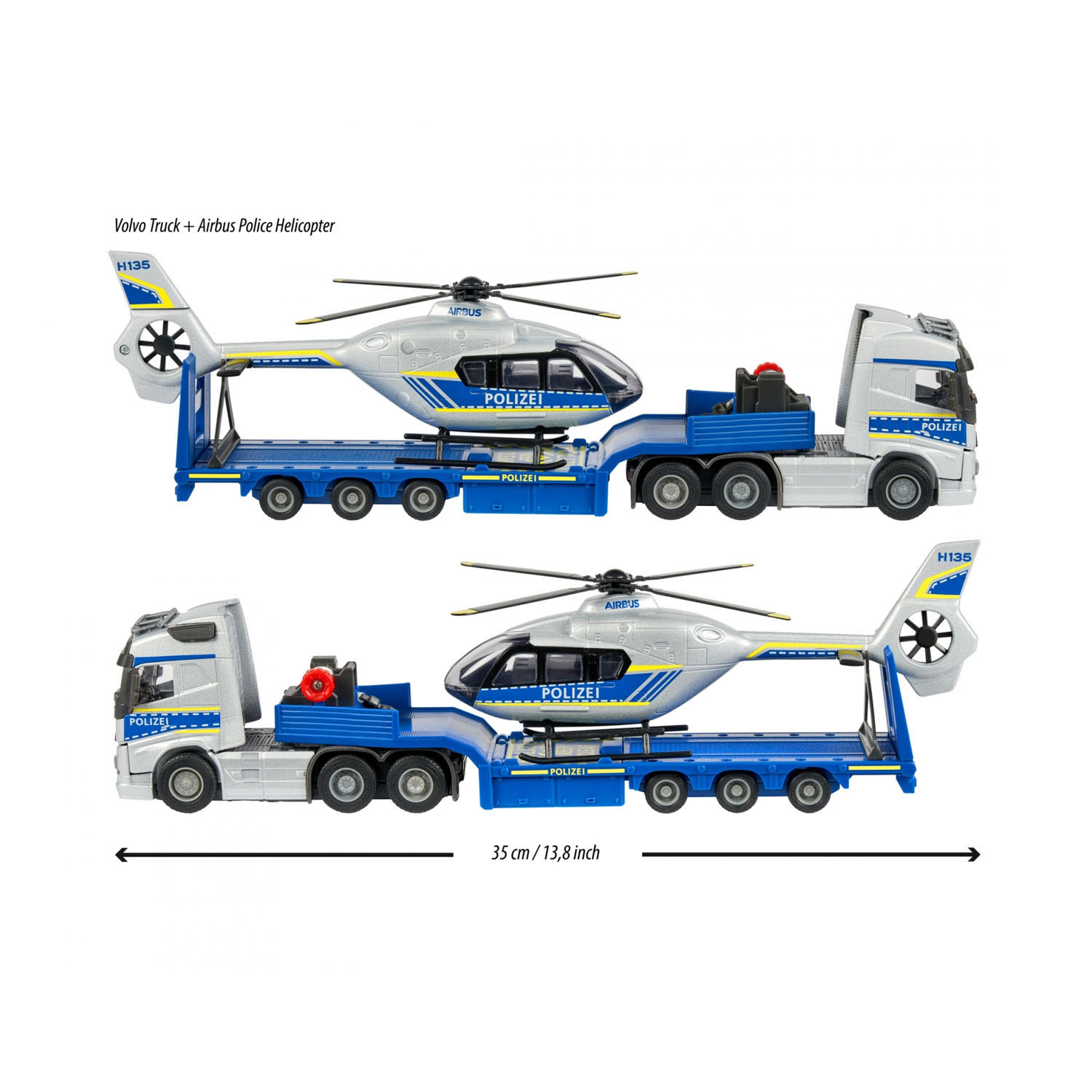 Majorette Volvo Truck mit Hubschrauberpolizei