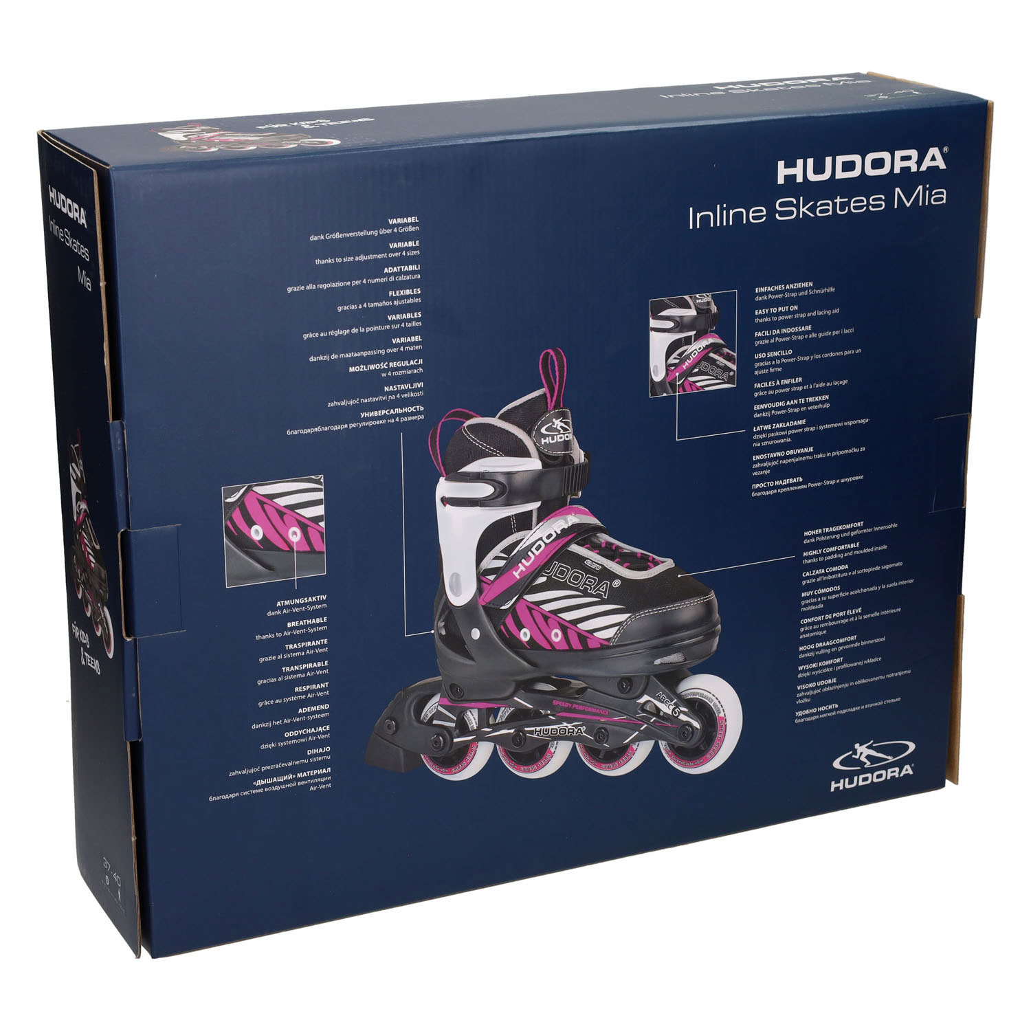 HUDORA Skeelers Mia Zwart/Paars, maat 37-40
