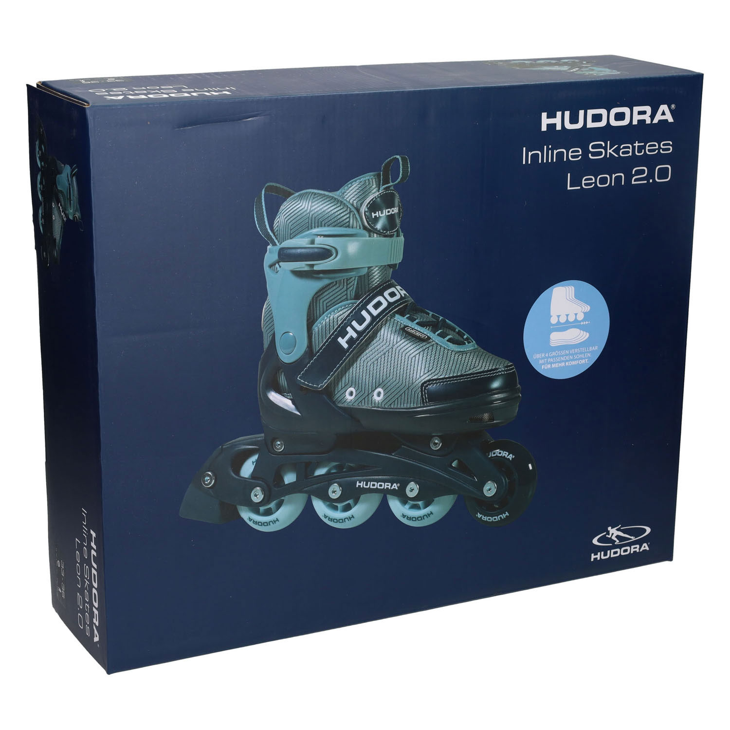 HUDORA Leon 2.0 Inline-Skates, Ozeanblau, Größe 33-36