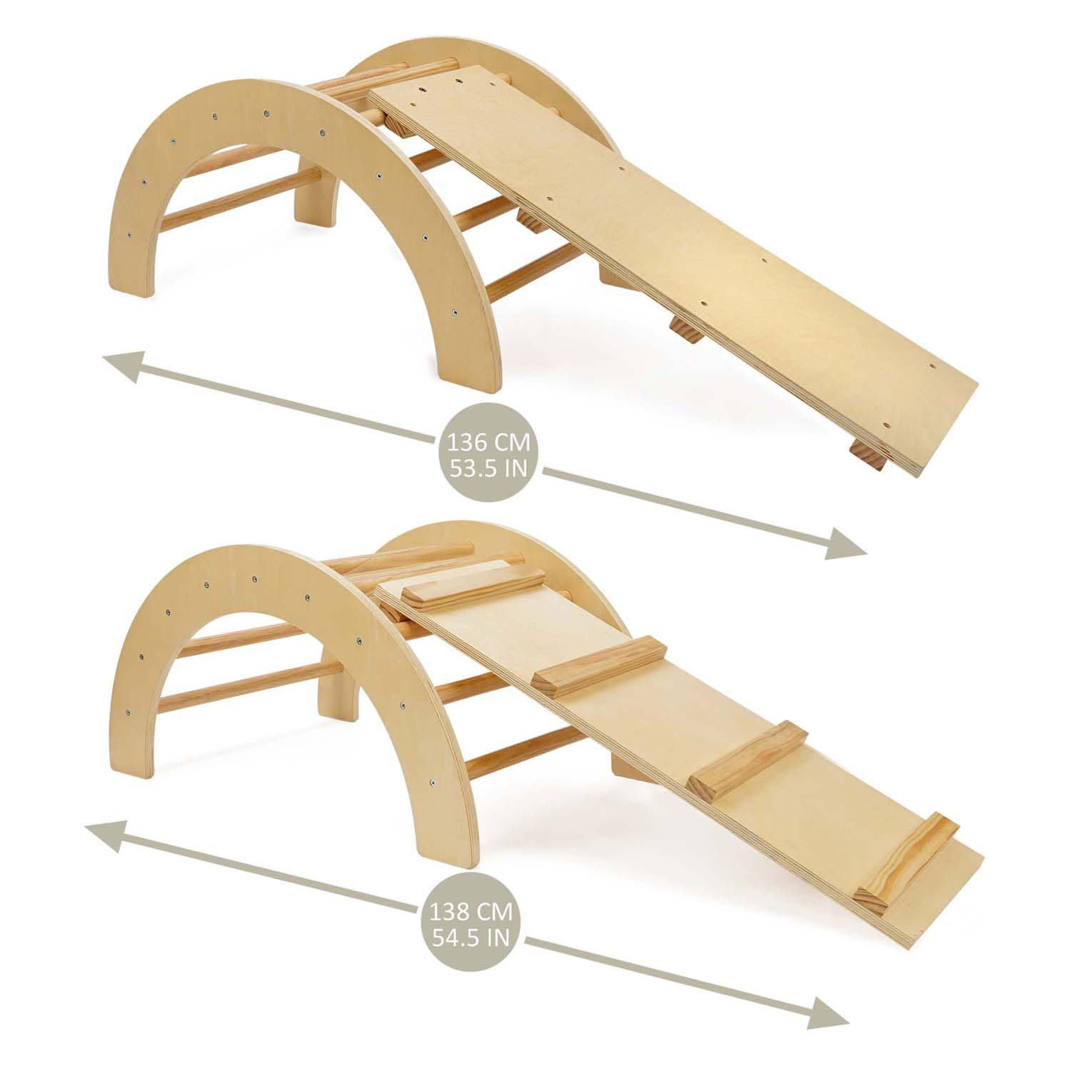Arche d'escalade en bois avec toboggan