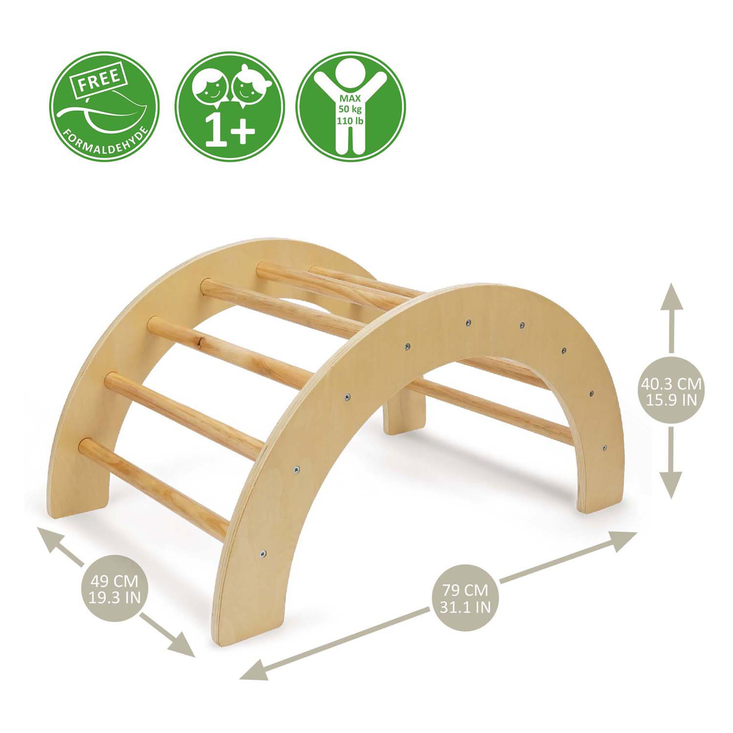 Arche d'escalade en bois avec toboggan