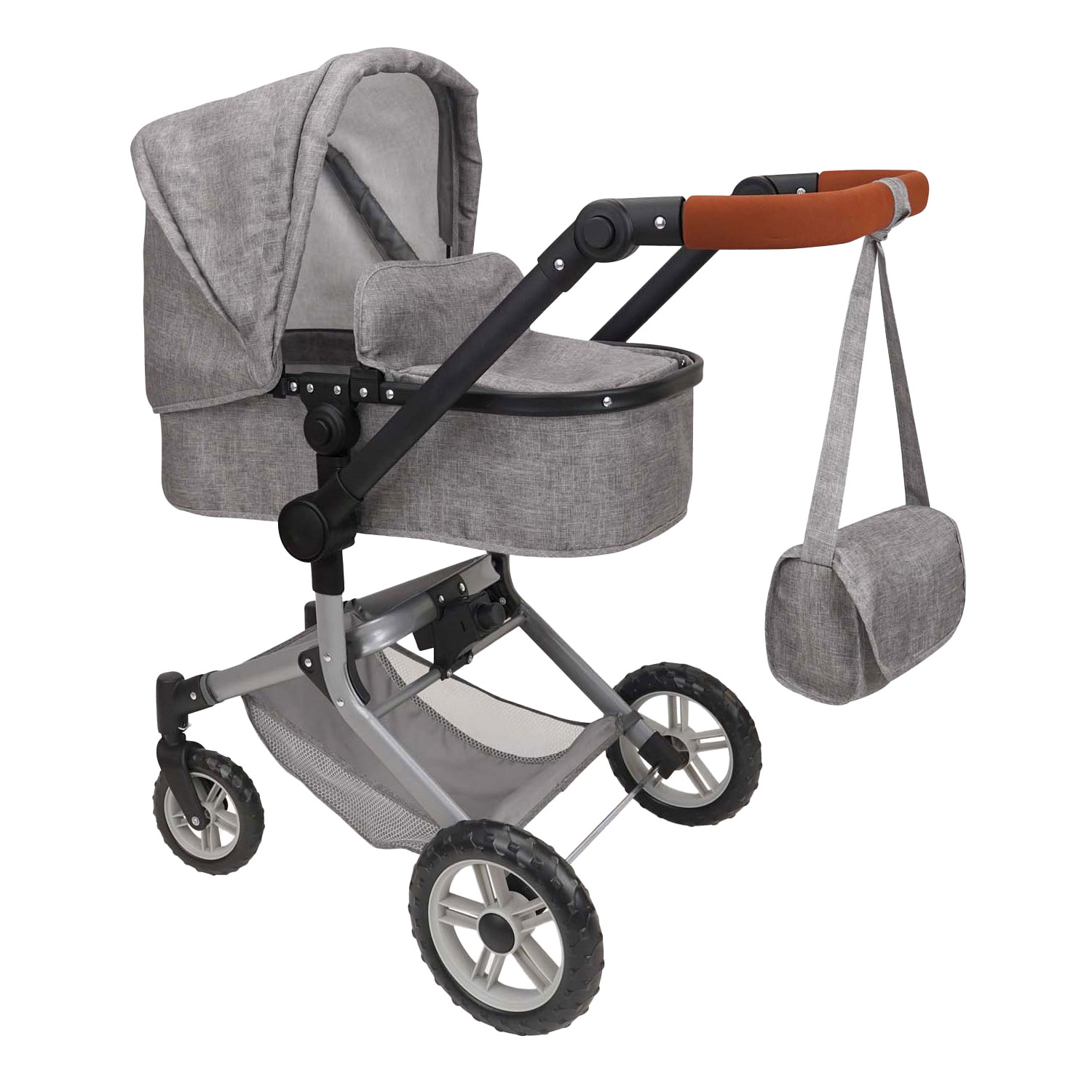 Landau pour poupée 2 en 1 avec sac - Gris