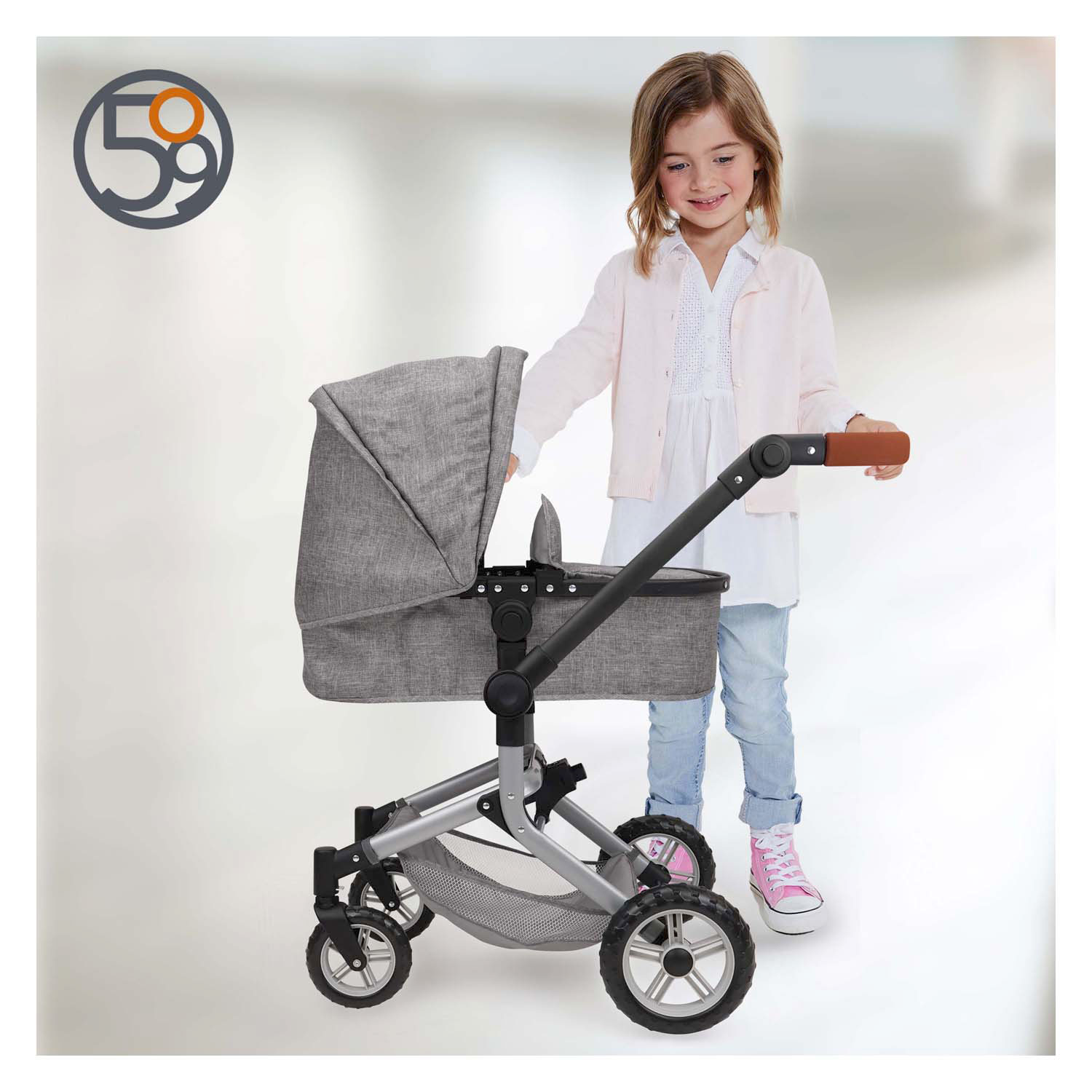 Landau pour poupée 2 en 1 avec sac - Gris