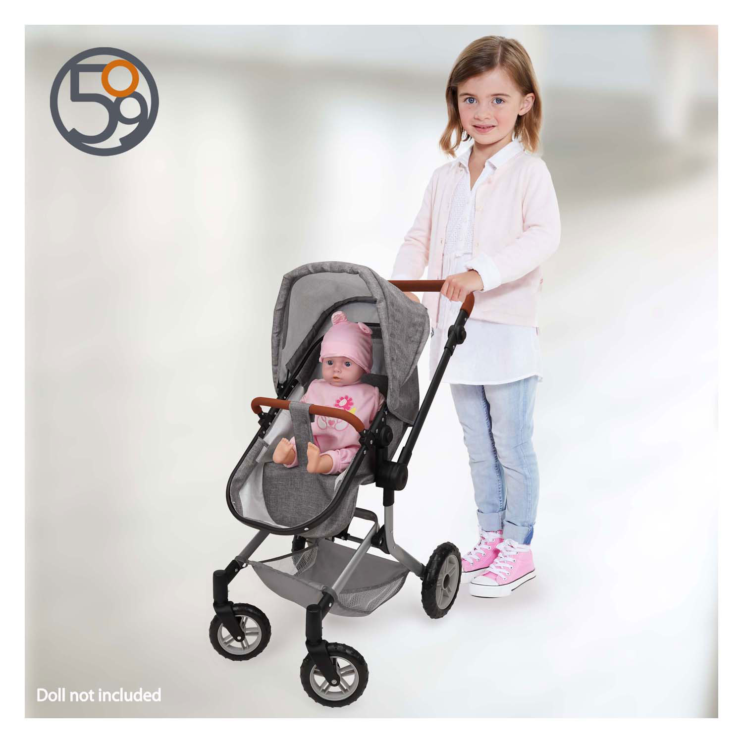 Landau pour poupée 2 en 1 avec sac - Gris