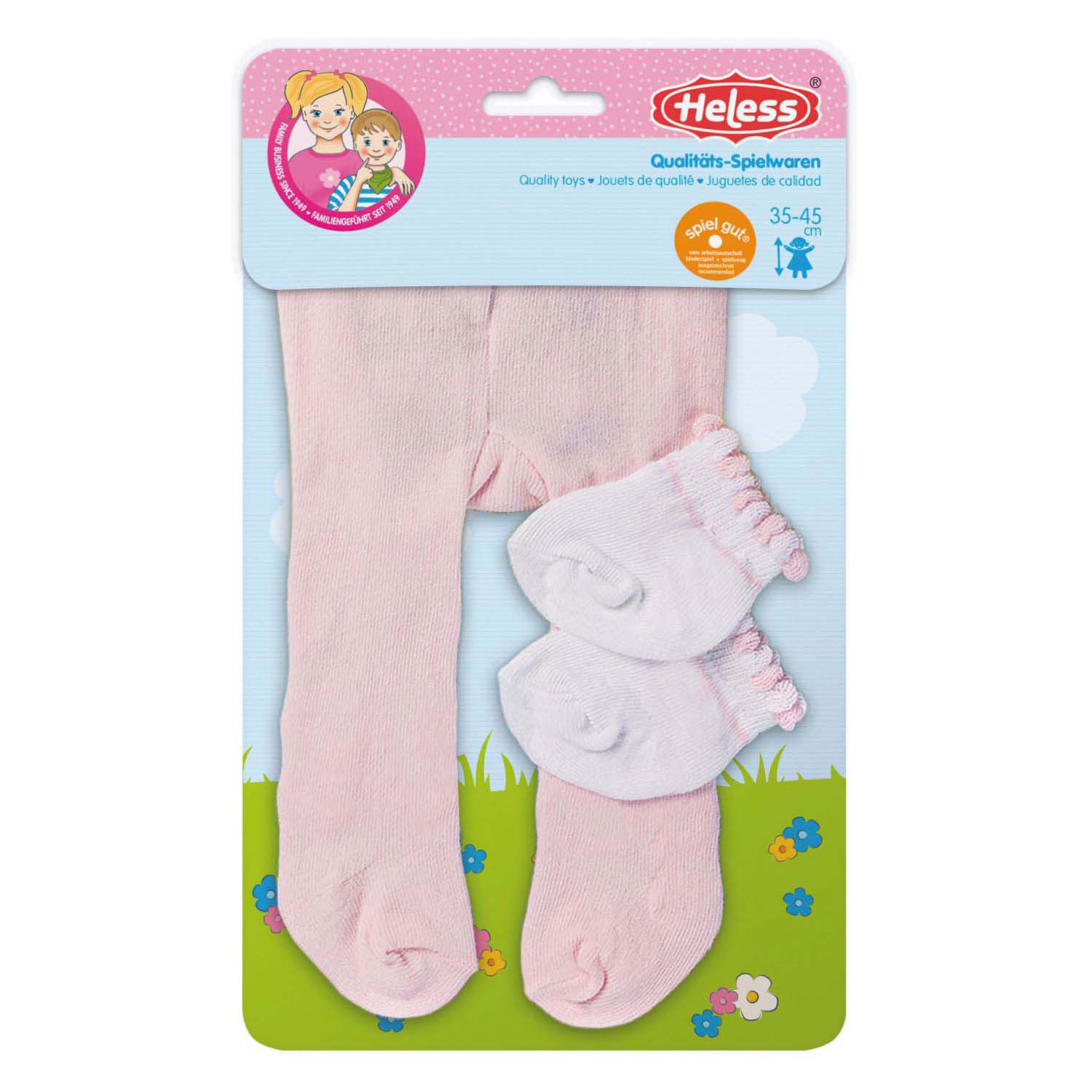 Collants de poupée avec chaussettes - Rose, 35-46 cm