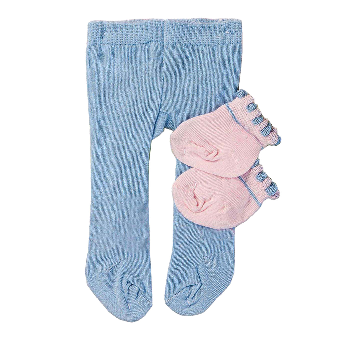 Collants de poupée avec chaussettes - Rose, 35-46 cm