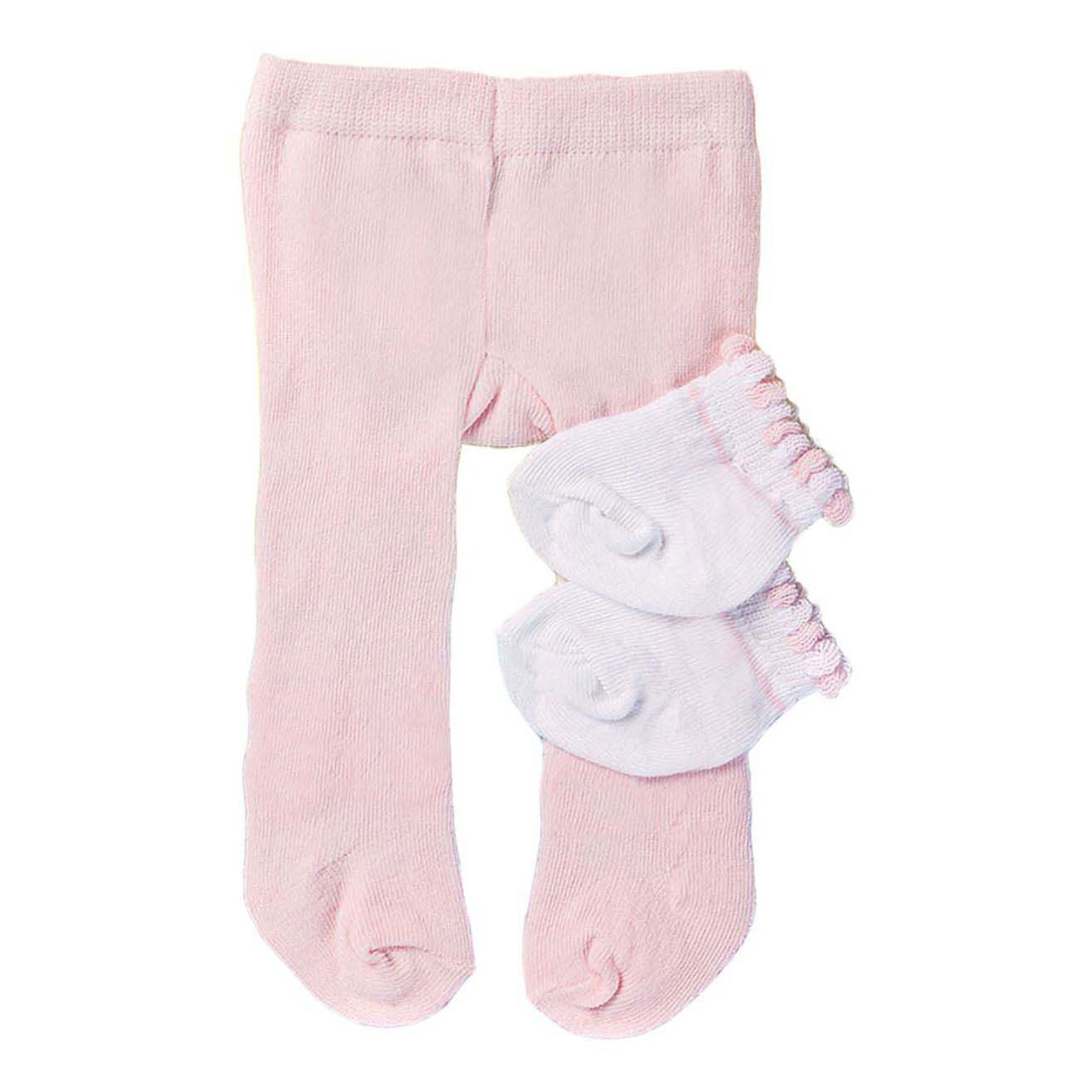 Collants de poupée avec chaussettes - Rose, 35-46 cm