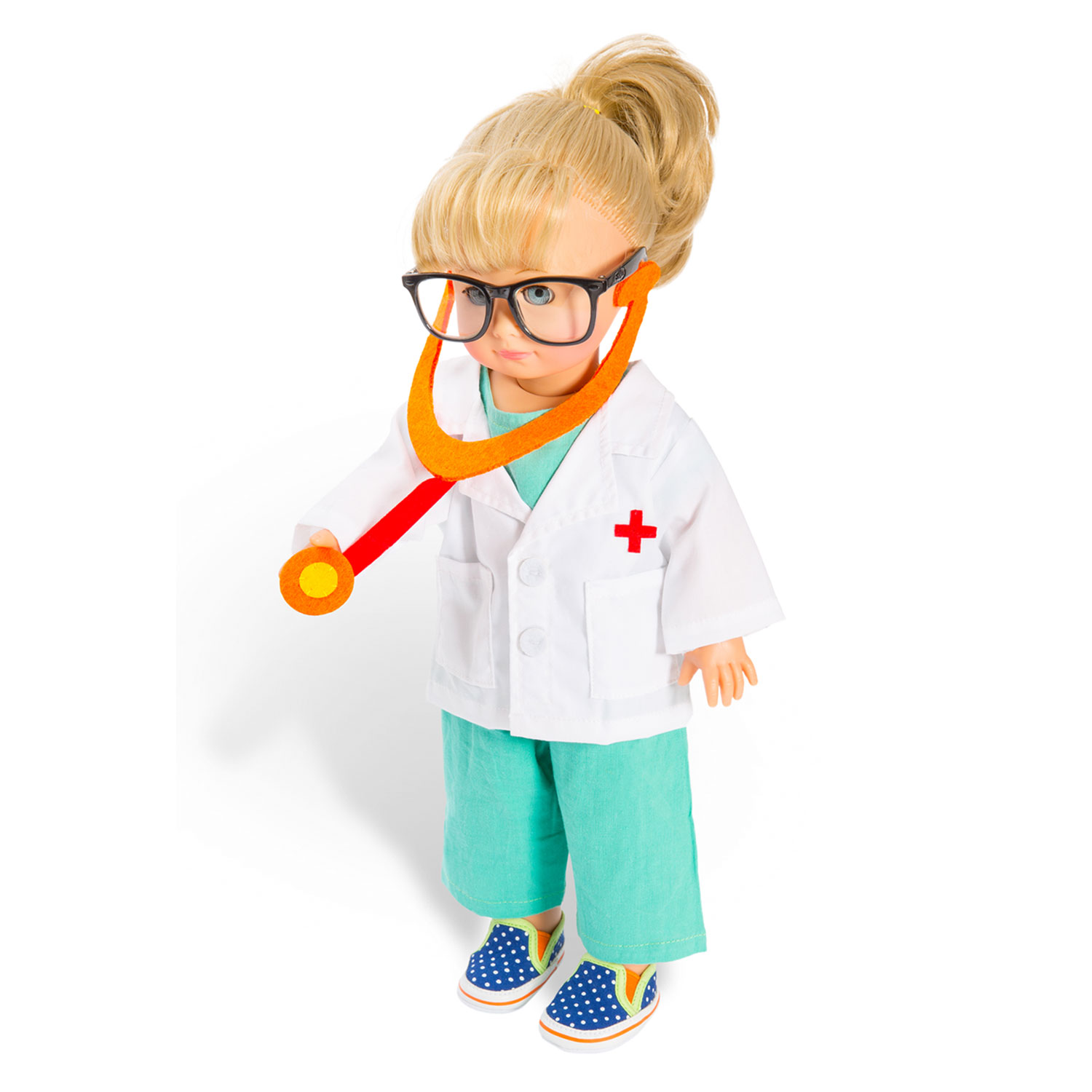 Puppen-Arzt-Outfit mit Stethoskop, 28-35 cm