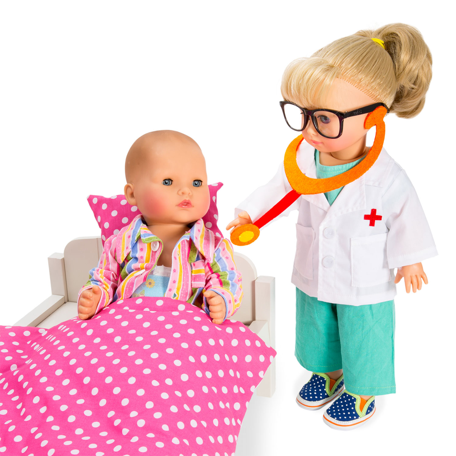 Tenue de médecin pour poupées avec stéthoscope, 38-45 cm