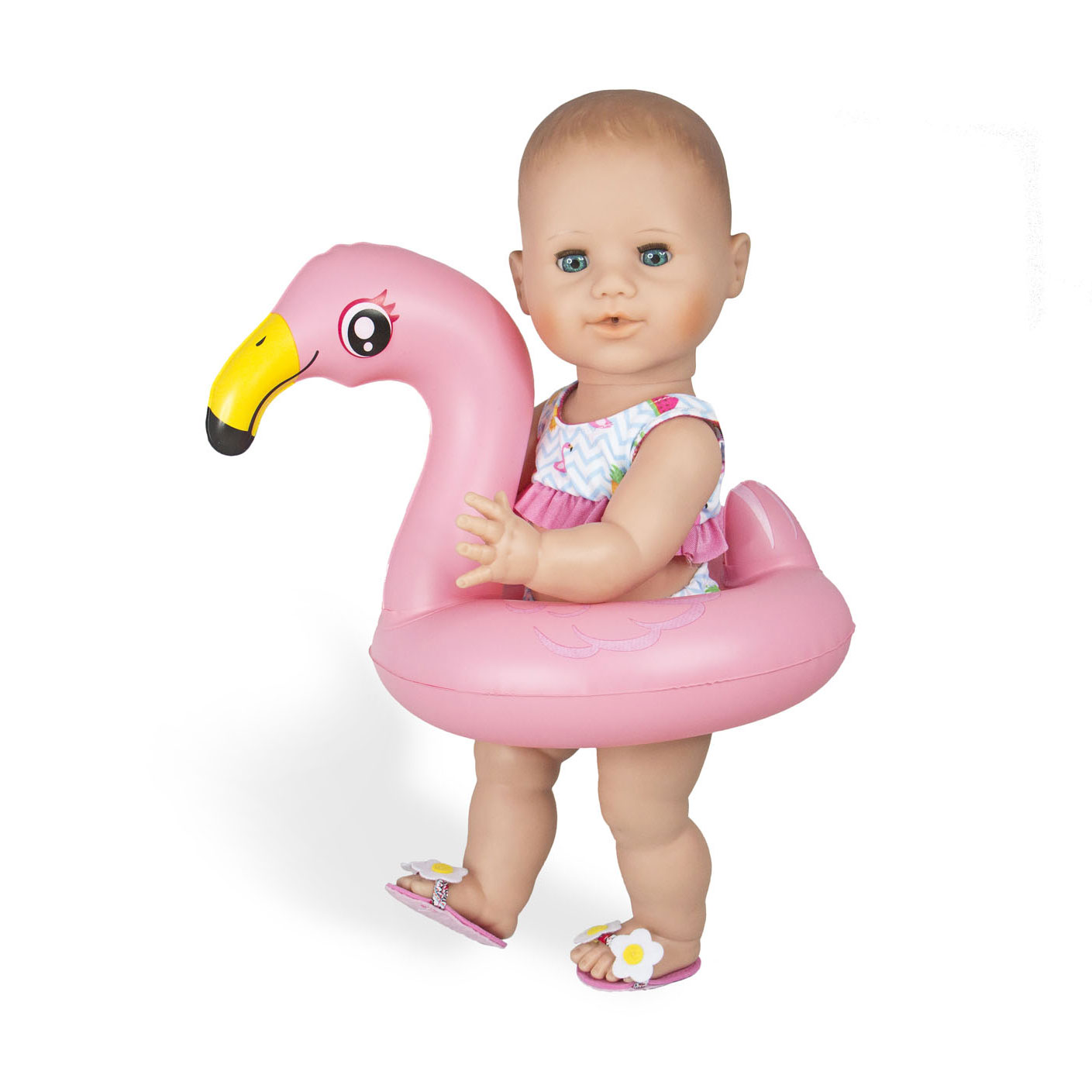 Puppen-Schwimmset Flamingo, 35-45 cm