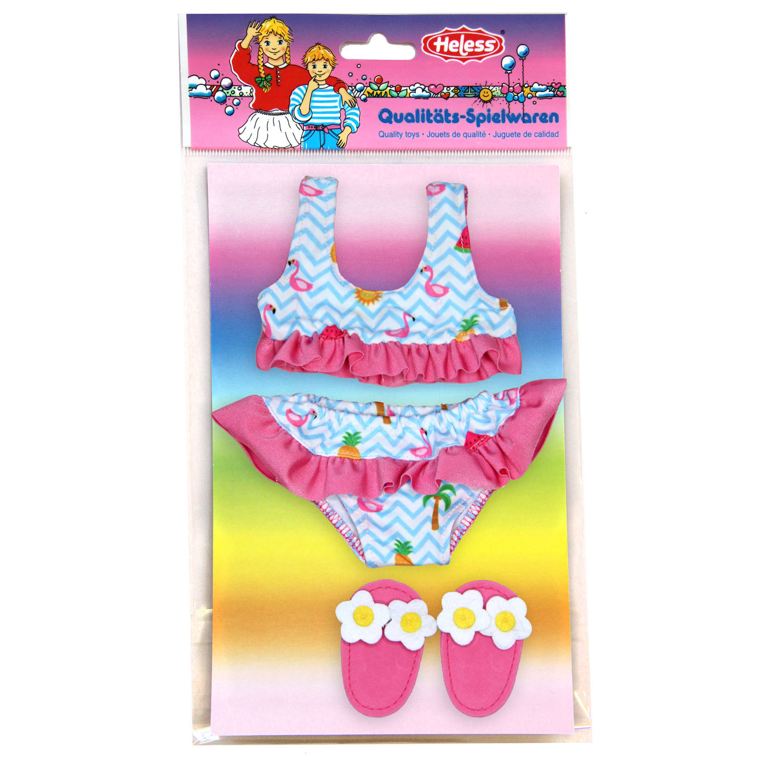 Bikini pour poupées avec chaussons Flamingo, 28-35 cm