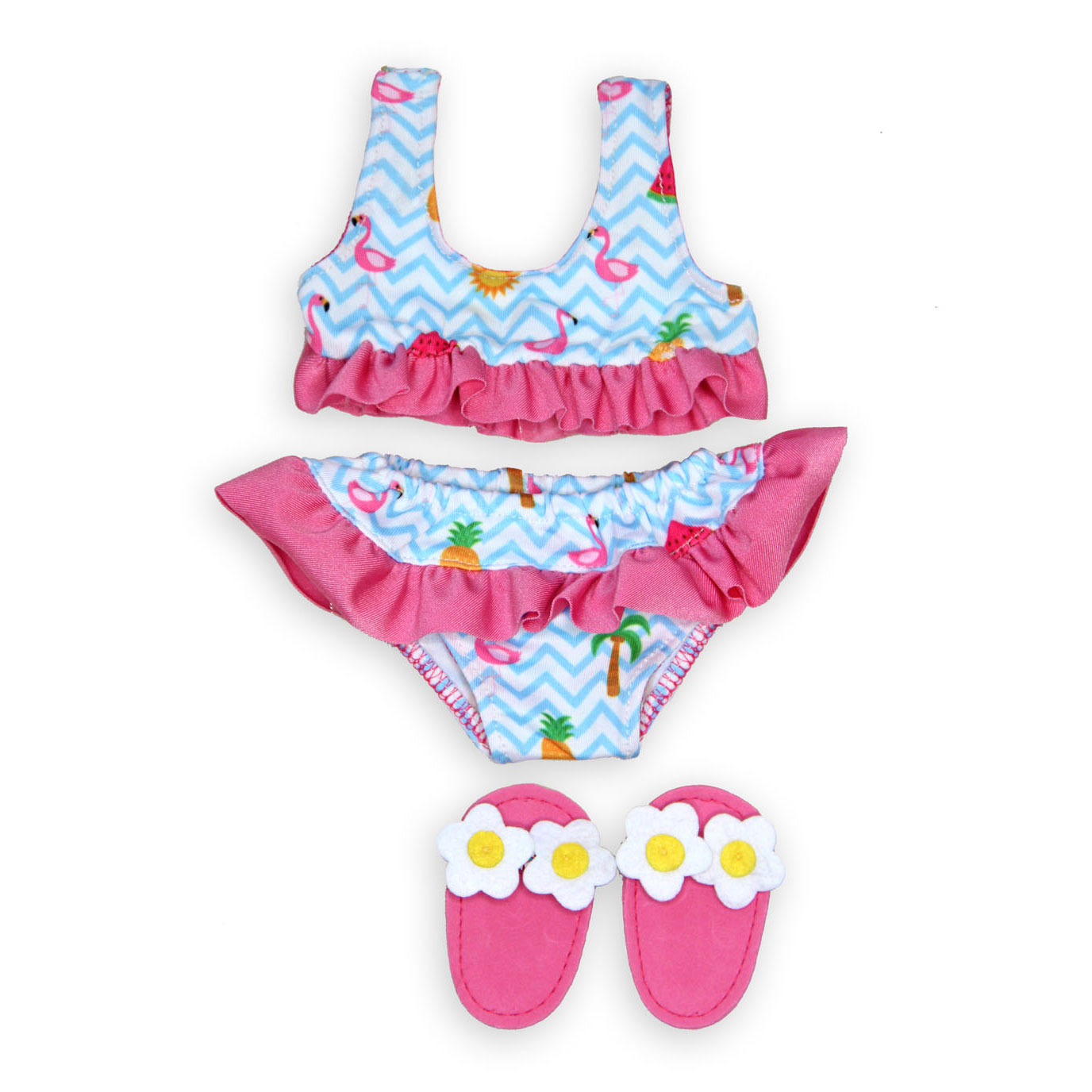 Bikini pour poupées avec chaussons Flamingo, 35-45 cm