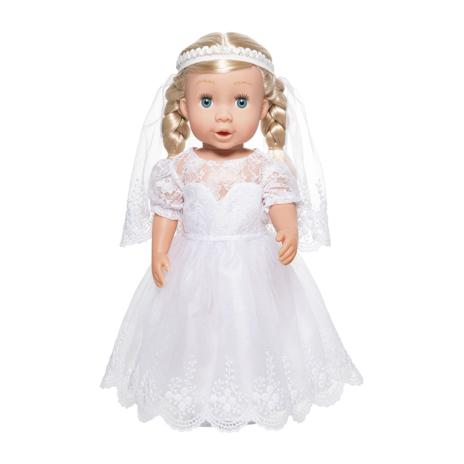 Robe de mariée pour poupée avec voile, 28-35 cm