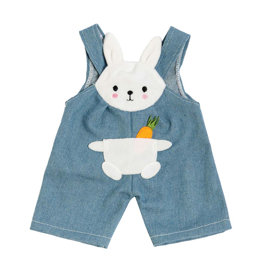 Puppen-Latzhose mit gestreiftem Hemd Bunny Lou, 28-35 cm