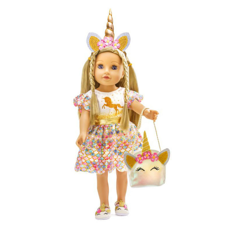 Accessoires pour poupée, ensemble licorne pailletée, 30-34 cm