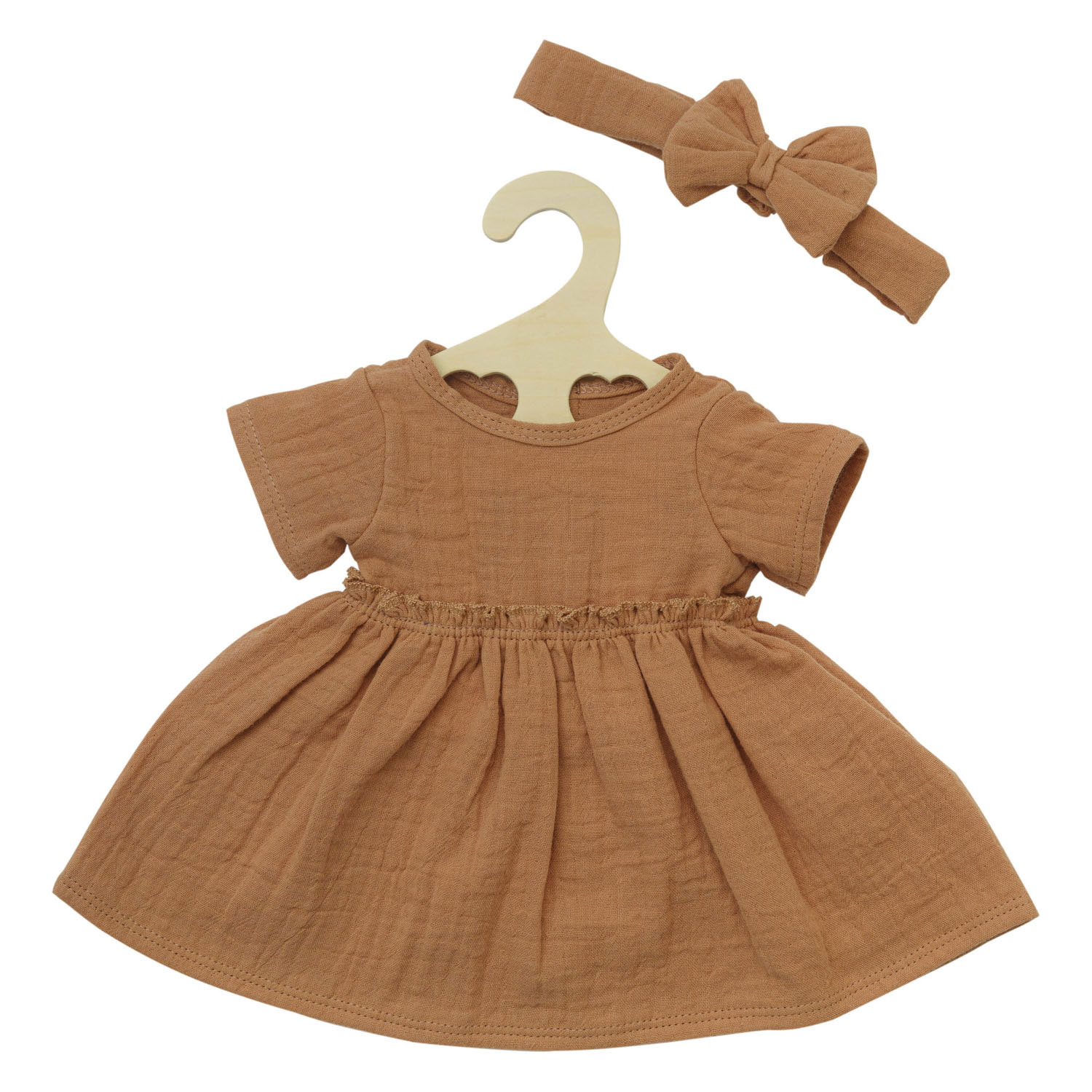 Robe de poupée marron à volants, 35-45 cm
