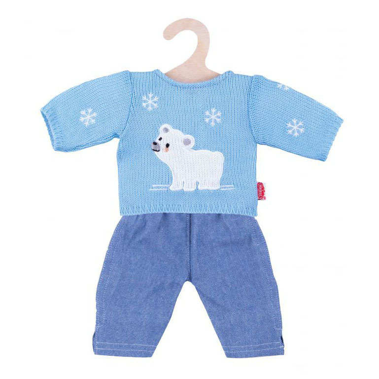 Jeans pour poupées avec pull ours polaire, 35-45 cm