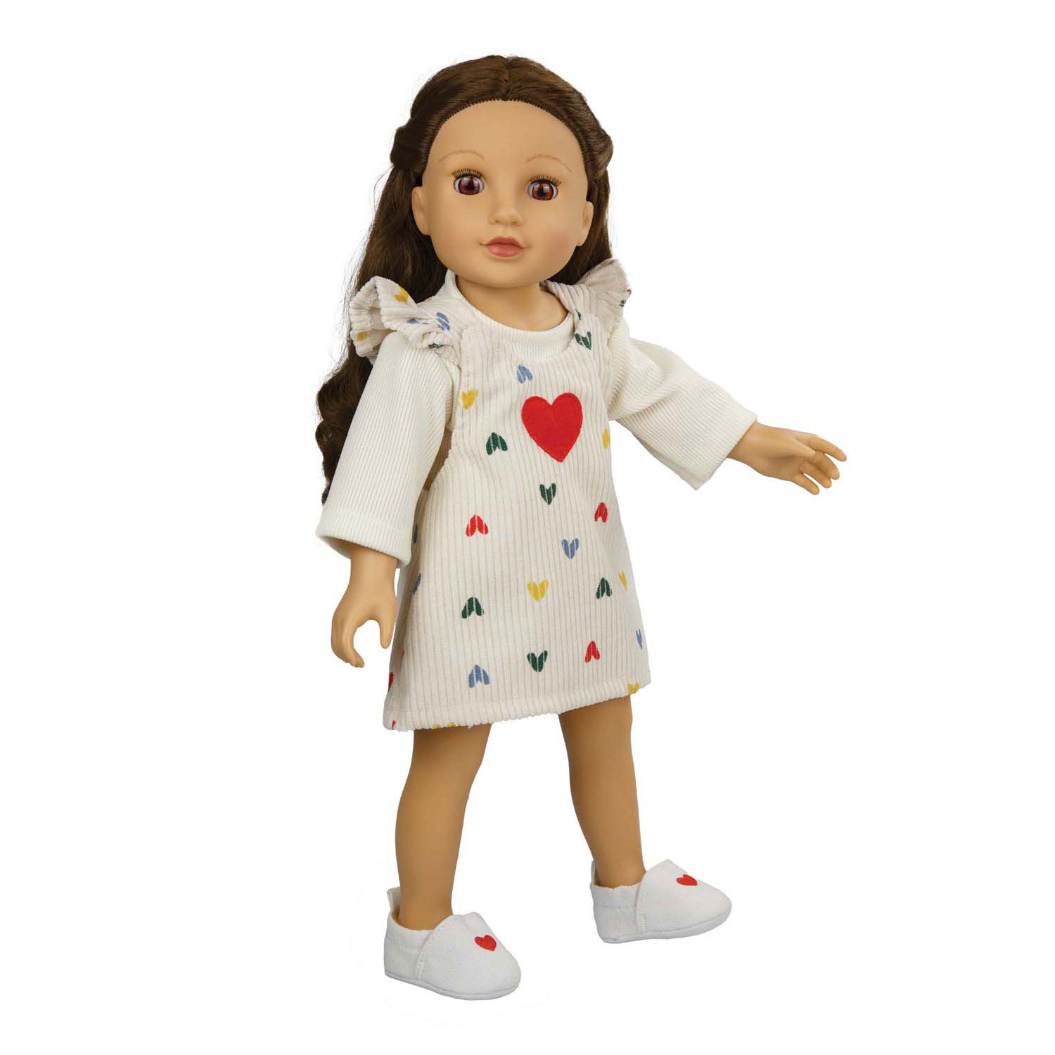 Chausson de poupée avec coeur, 38-45 cm