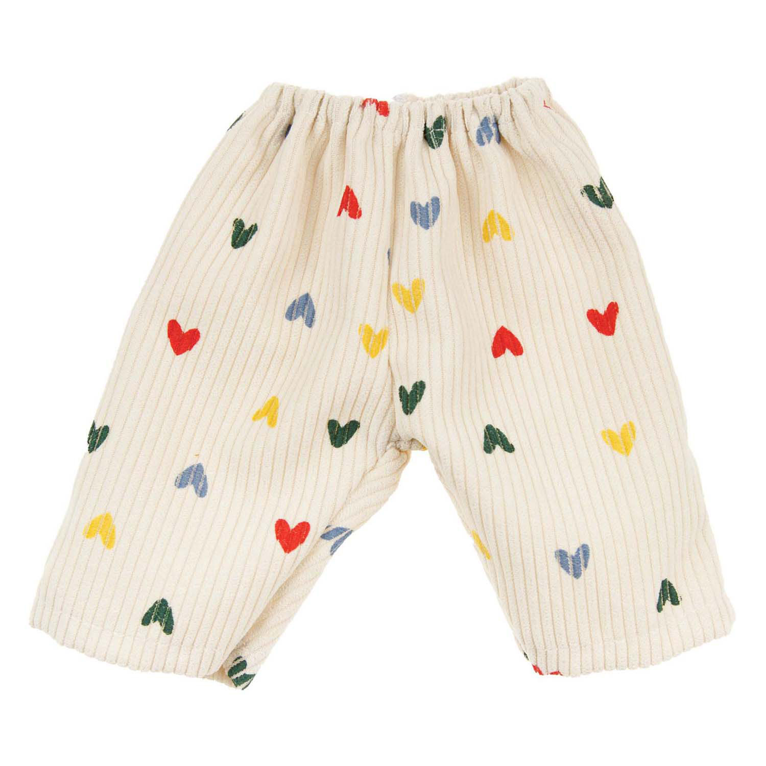 Pantalon en velours côtelé pour poupées, motif cœurs confettis, 28-35 cm