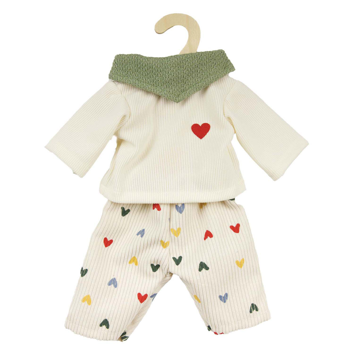 Pantalon en velours côtelé pour poupées, motif cœurs confettis, 35-45 cm