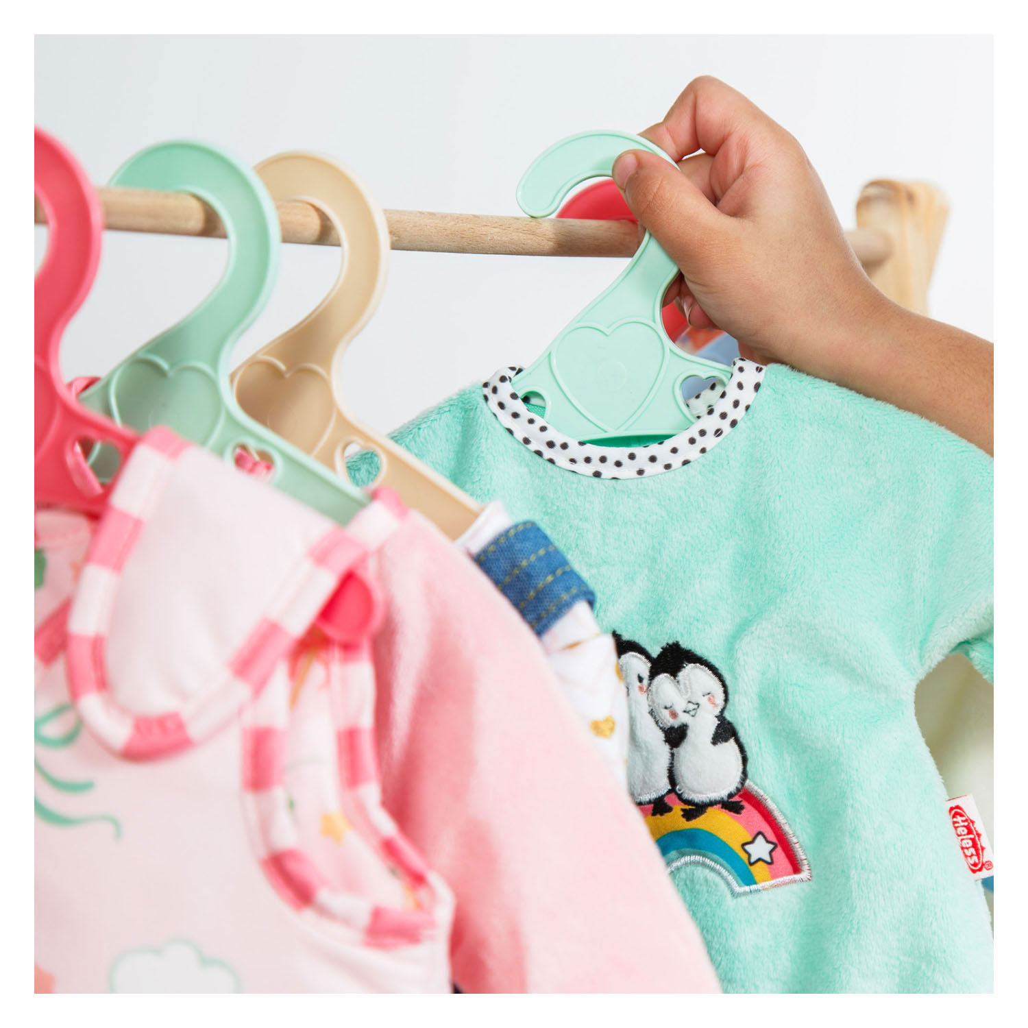 Poppenhangers Pastelkleuren - 6st.