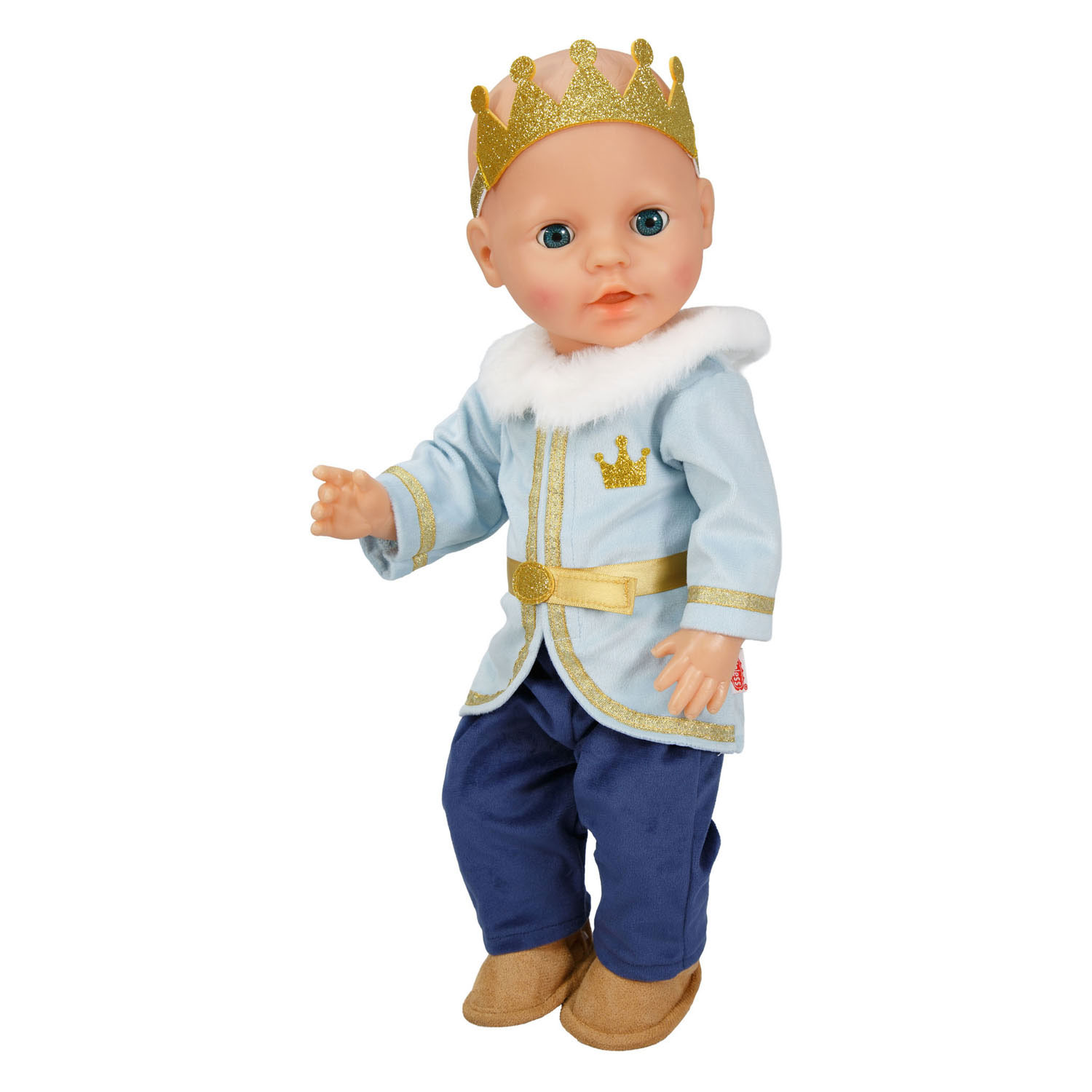 Poppenoutfit Winterprins Luka met Kroon en Kraag - Maat 28-35 cm