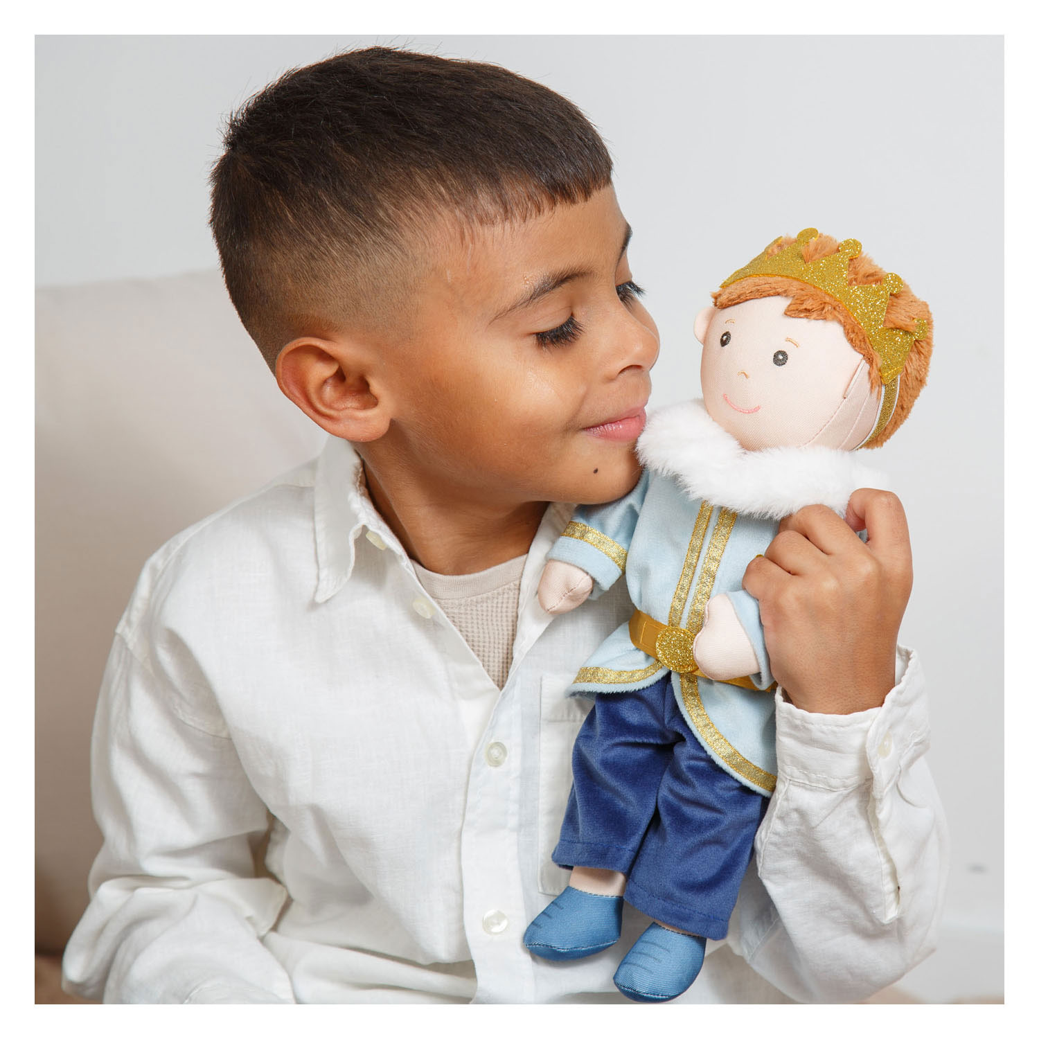Poppenoutfit Winterprins Luka met Kroon en Kraag - Maat 28-35 cm