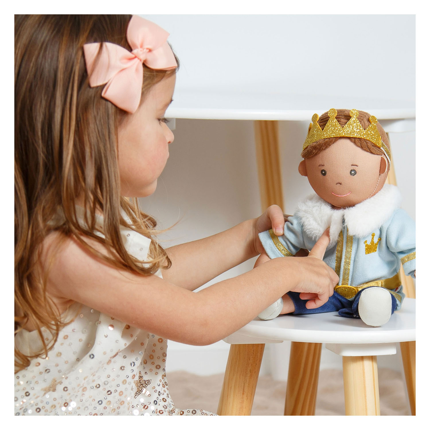 Poppenoutfit Winterprins Luka met Kroon en Kraag - Maat 28-35 cm