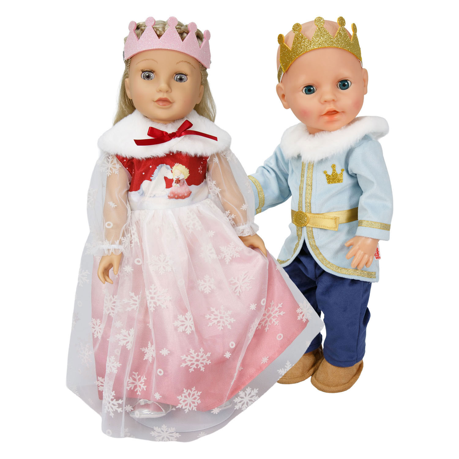 Robe de princesse d'hiver pour poupée Lumi avec couronne et cape - Taille 35-45 cm