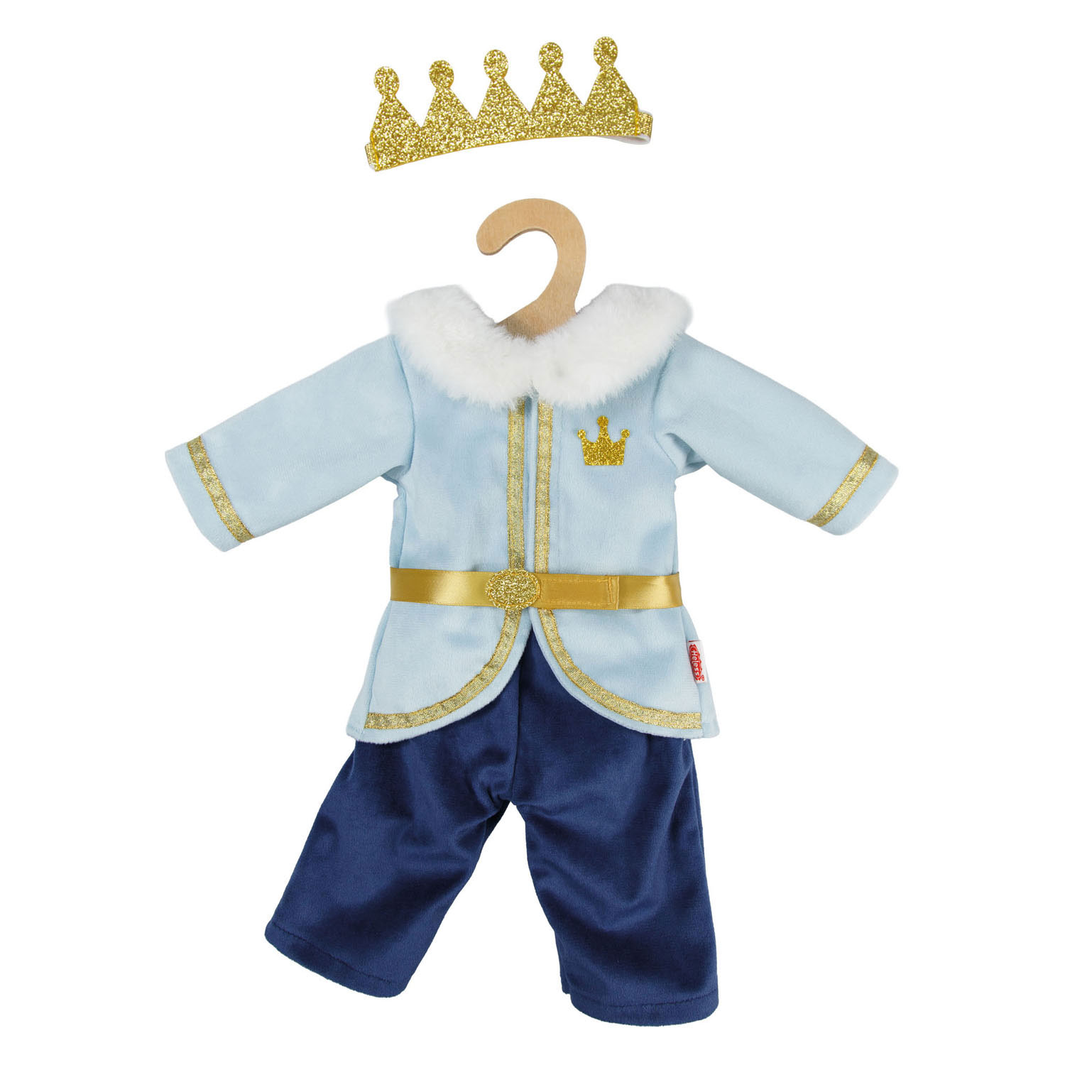Poppenoutfit Winterprins Luka met Kroon en Kraag - Maat 35-45 cm