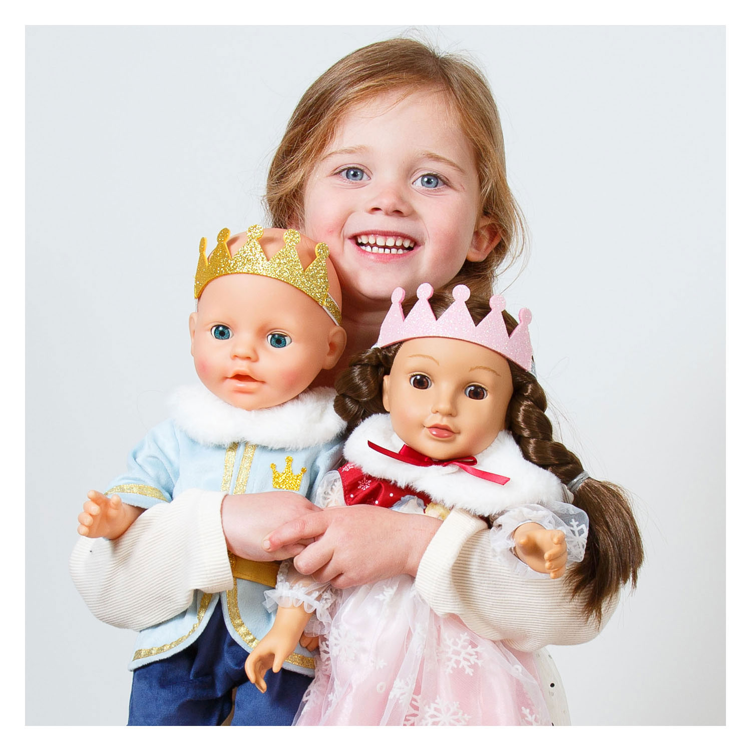 Poppenoutfit Winterprins Luka met Kroon en Kraag - Maat 35-45 cm