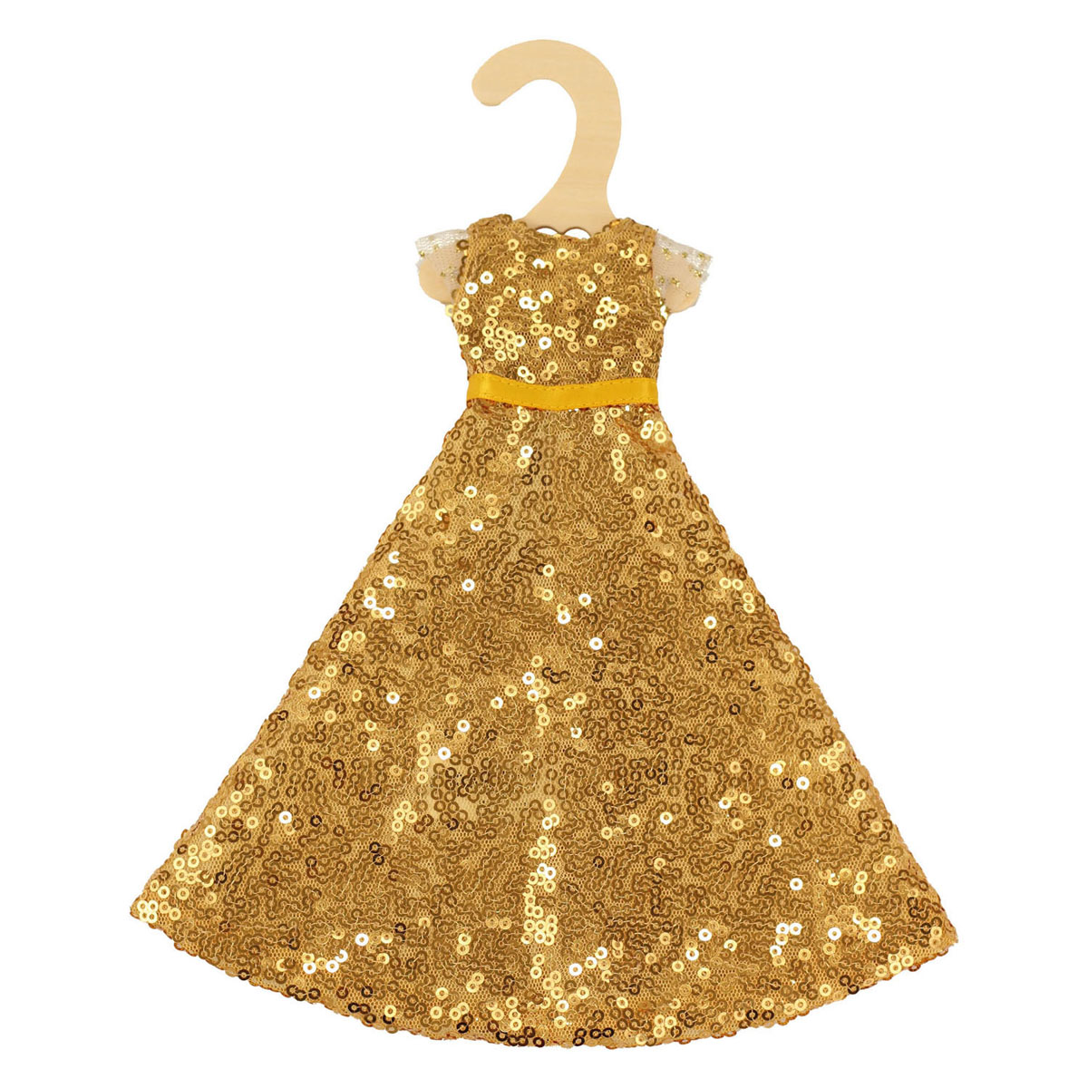 Pailettenjurk Goldstar voor Modepoppen - 29cm