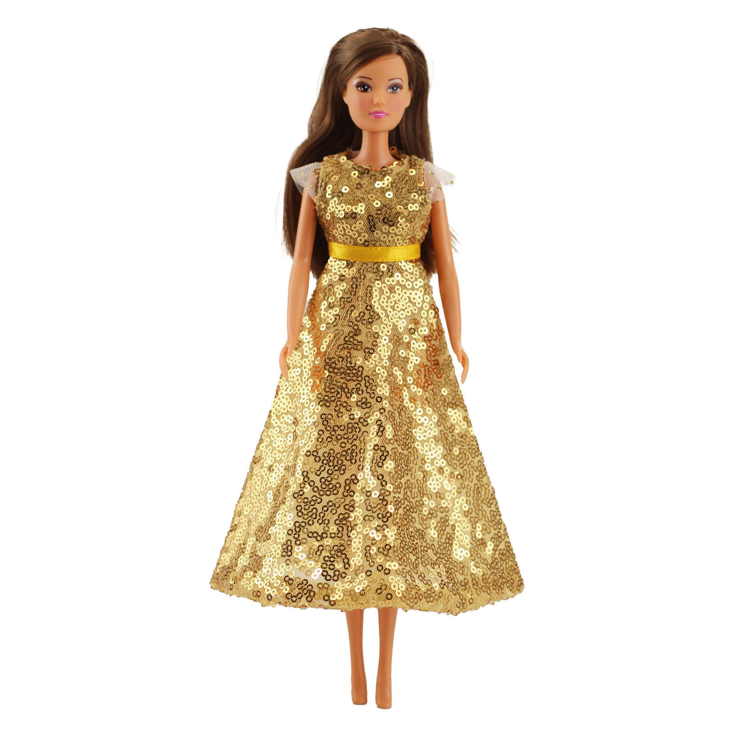 Pailettenjurk Goldstar voor Modepoppen - 29cm