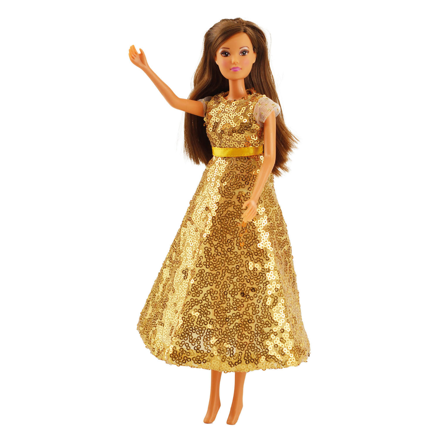 Pailettenjurk Goldstar voor Modepoppen - 29cm