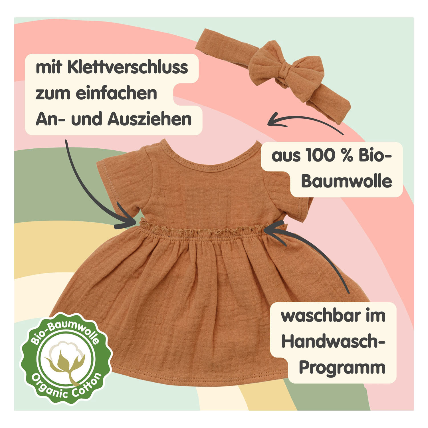 Meisjes Babypop met Groen Jurkje - 34cm