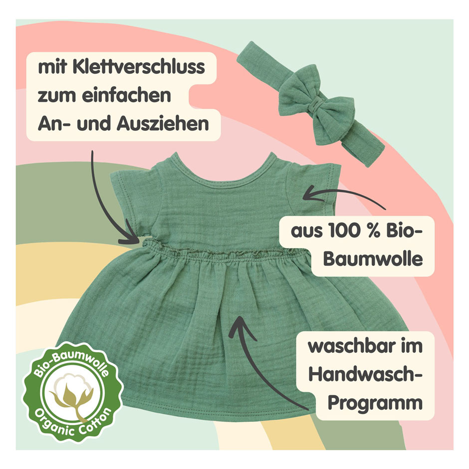 Meisjes Babypop met Groen Jurkje - 34cm
