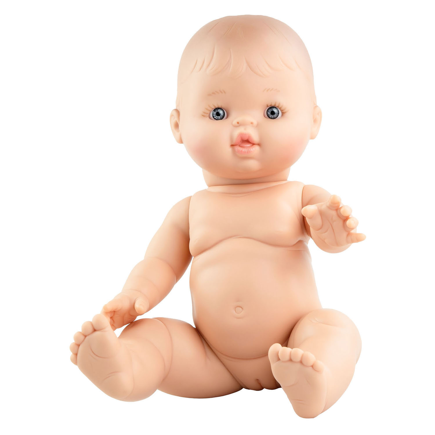 Meisjes Babypop met Bruin Jurkje - 34cm