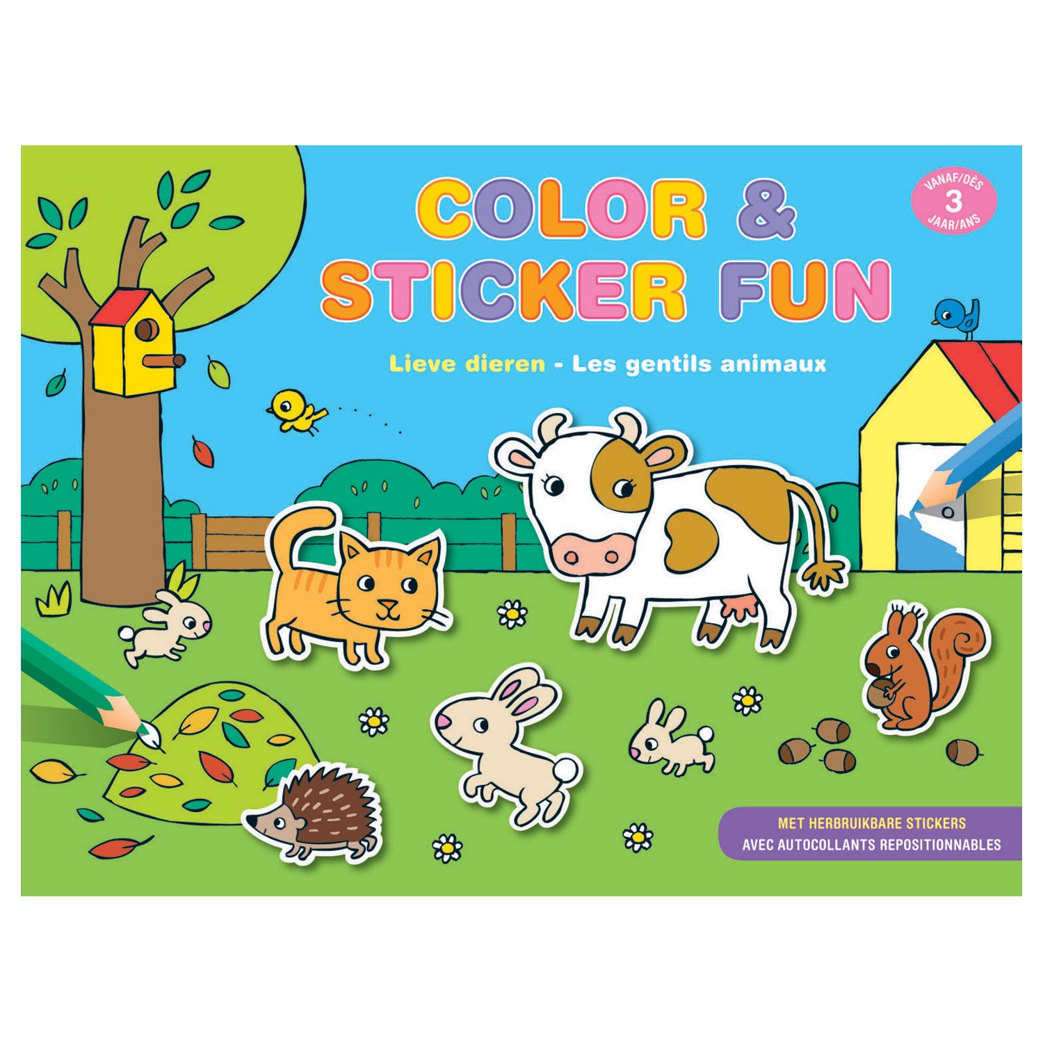 Kleur- en Stickerboek - Lieve Dieren