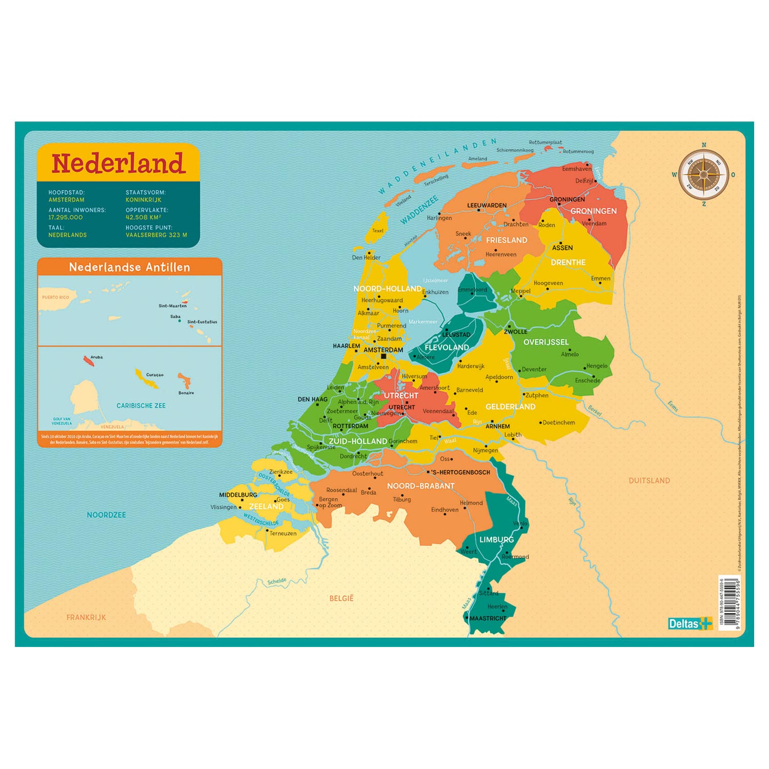 Sous-verre éducatif - Carte des Pays-Bas