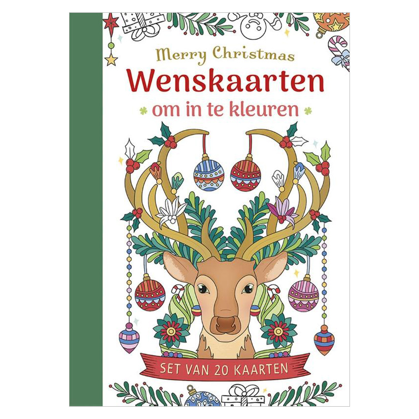 Wenskaarten om in te kleuren - Merry Christmas