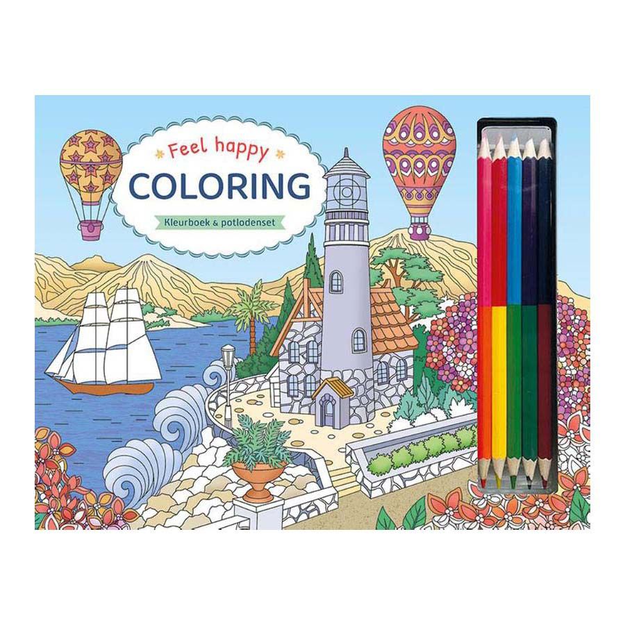 Feel Happy Coloring - Kleurboek en Potlodenset