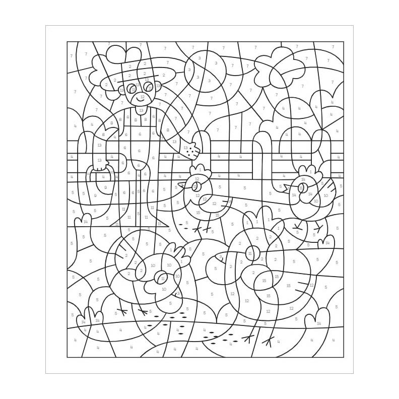 Animaux de la ferme - Coloriage par numéros