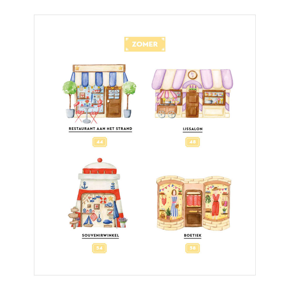 Cozy Shops schilderen in Aquarel