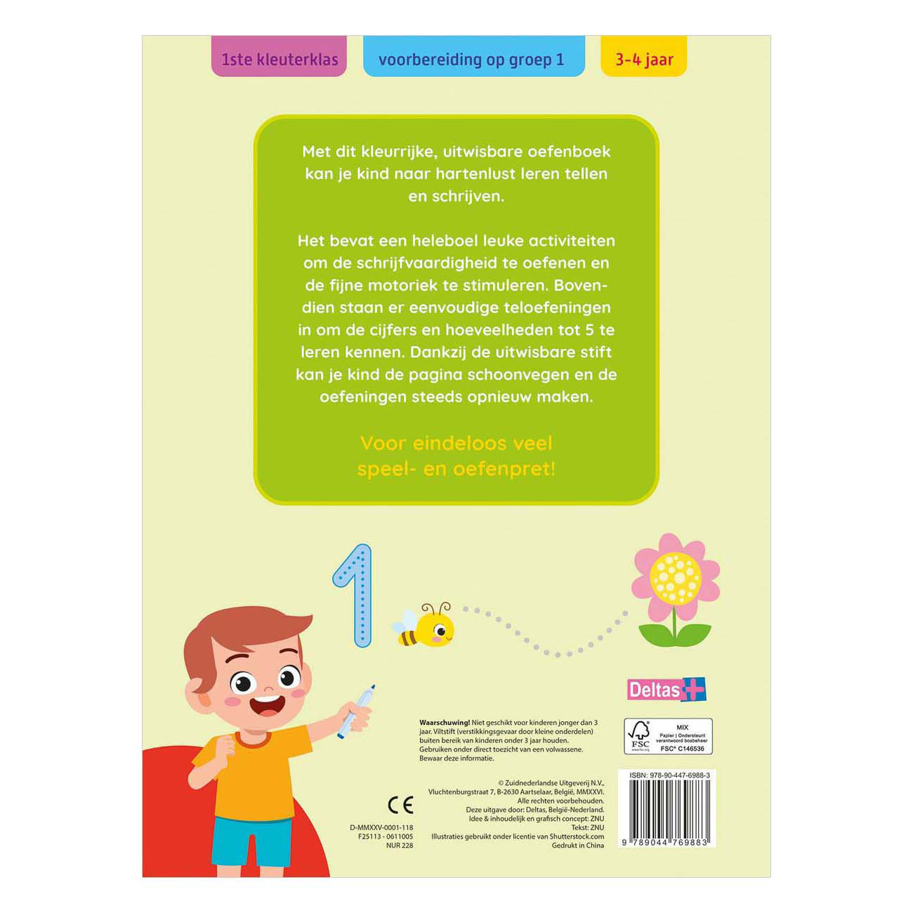 Oefenpret uitwisbare stift - Schrijf- en telspelletjes - 3-4 Jaar